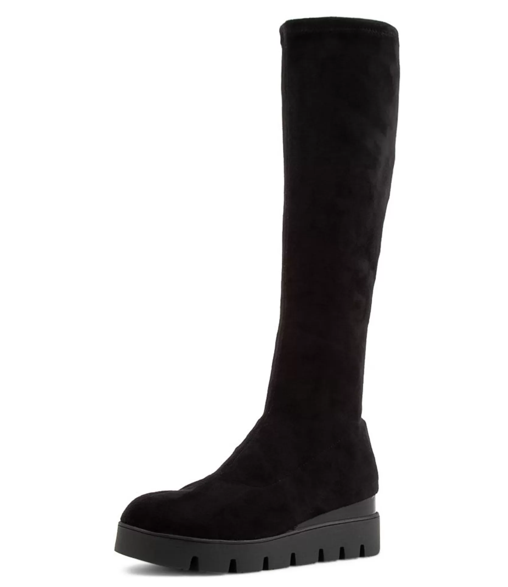 Online Rasha Black Stretch Microsuede Knee High Boots Women Boots