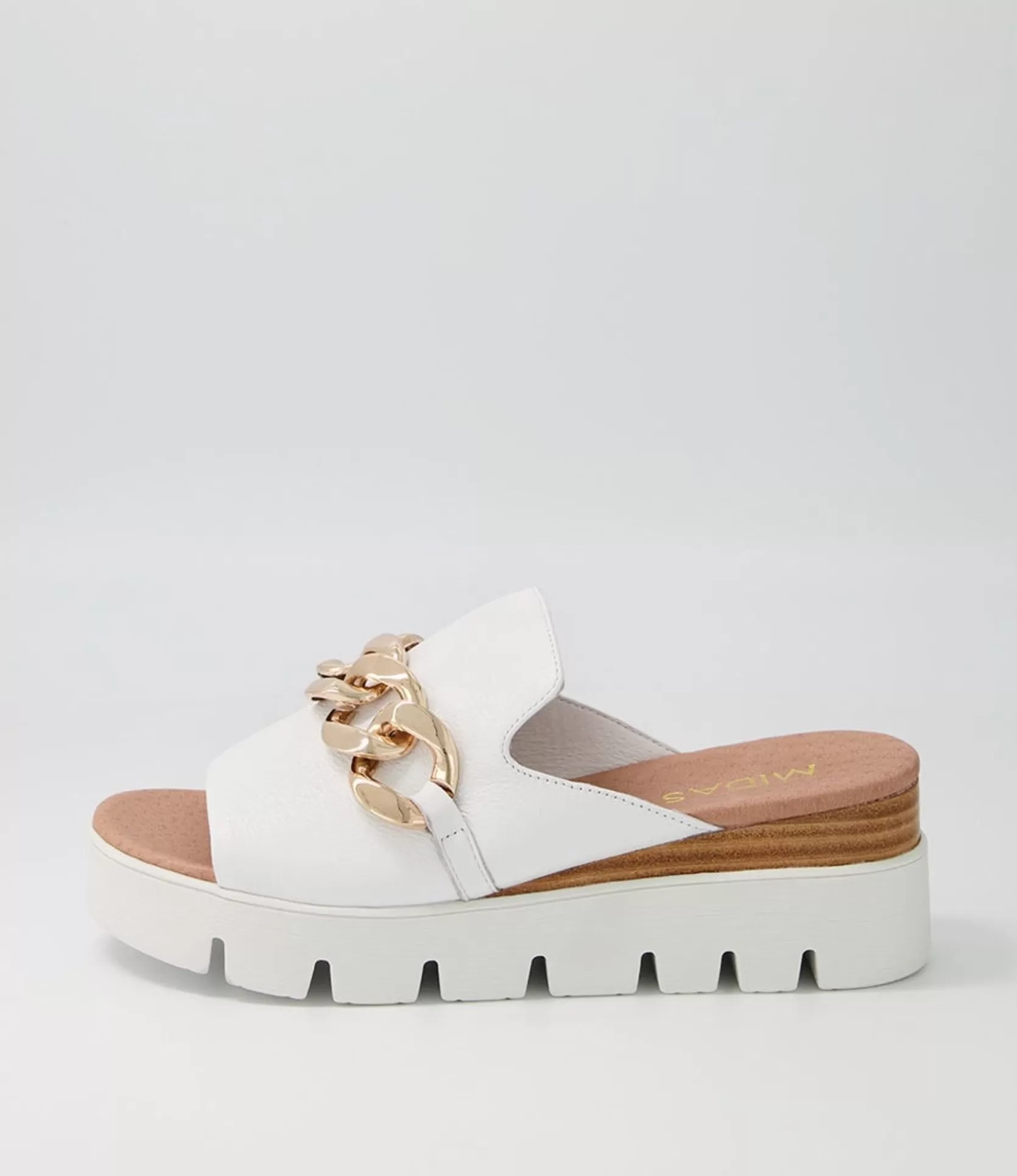 Sale Razzy White Leather Slides Women Wedges