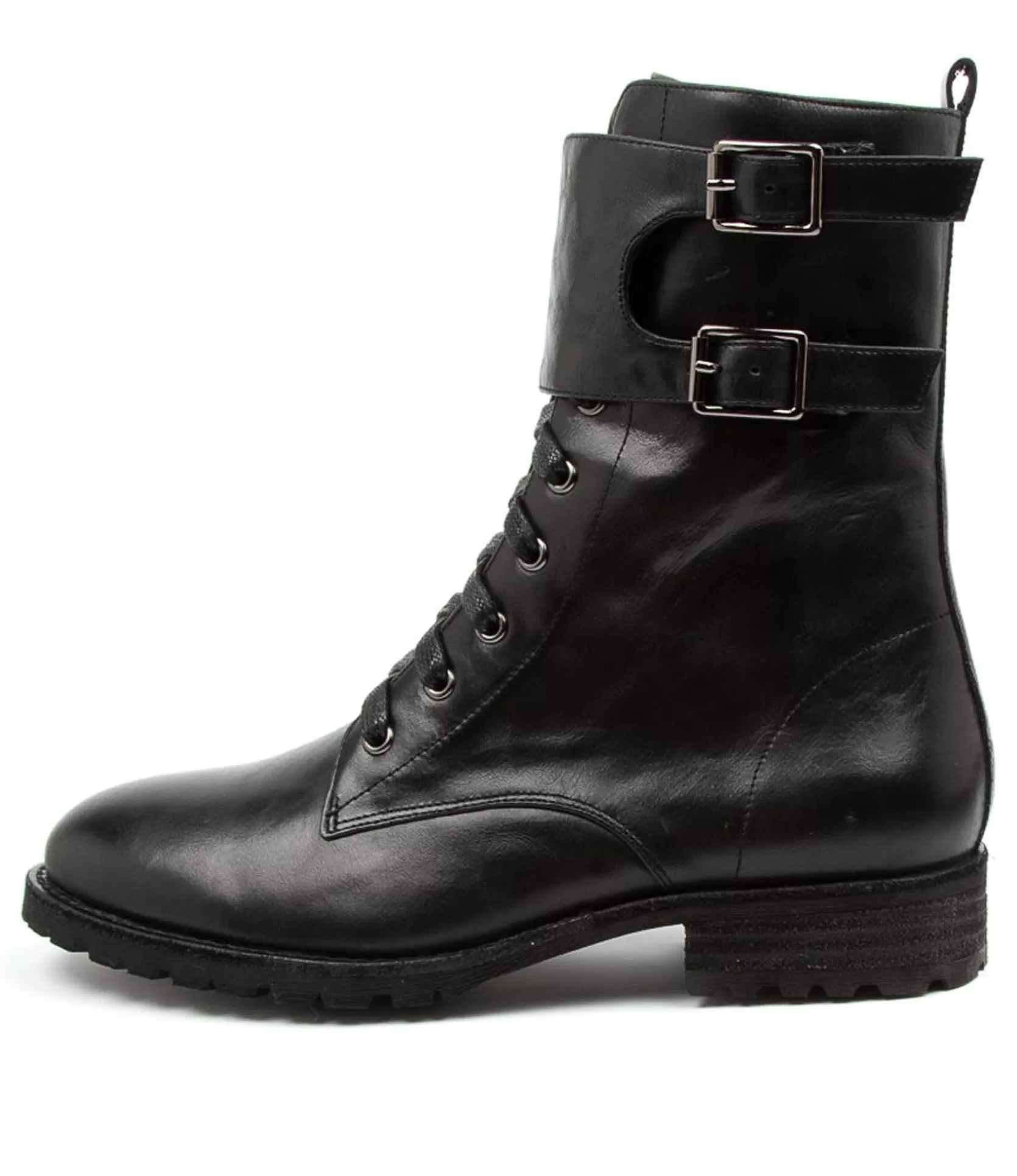New Riddle Black Leather Women Boots