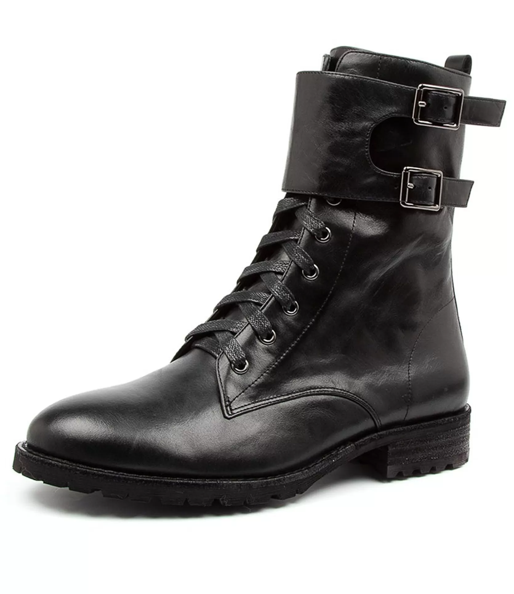 New Riddle Black Leather Women Boots