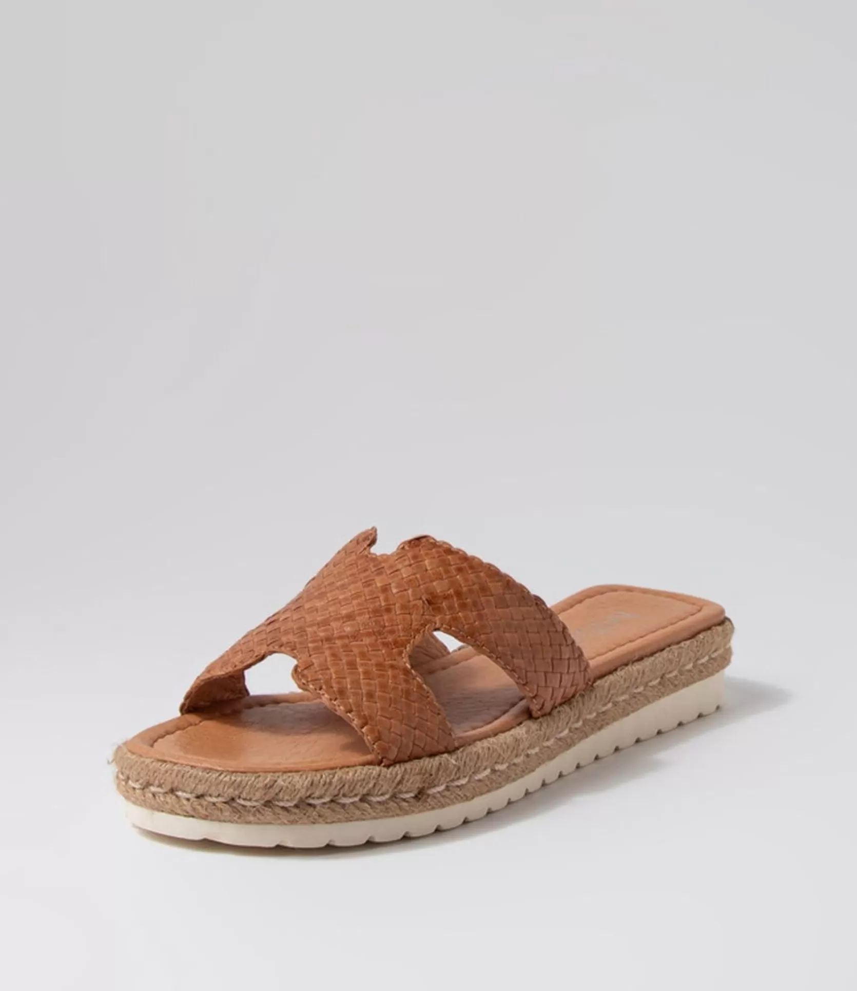 Store Santino Tan Weave Slides Women Flats