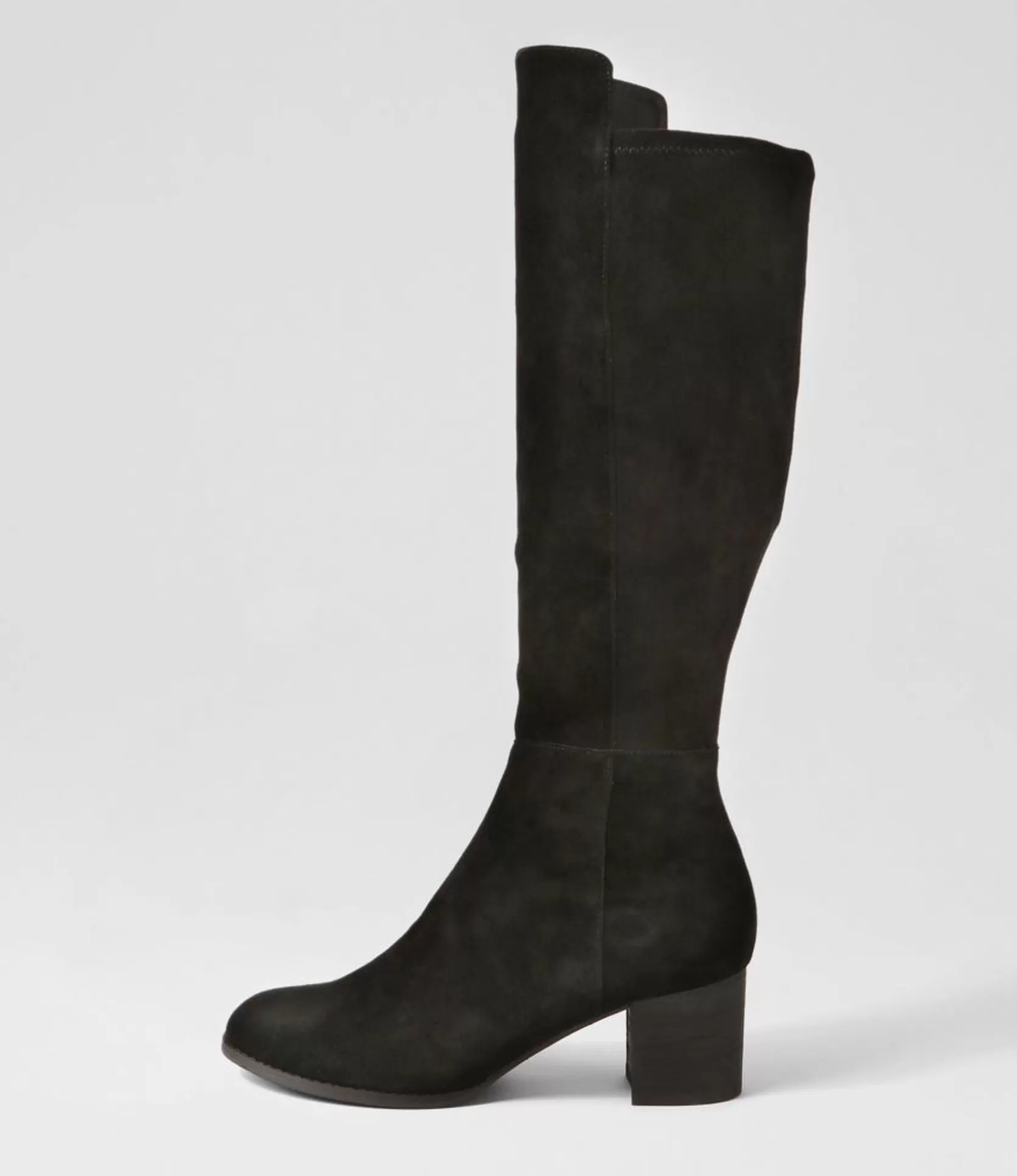 Best Settin Black Suede Stretch Microsuede Knee High Boots Women Boots