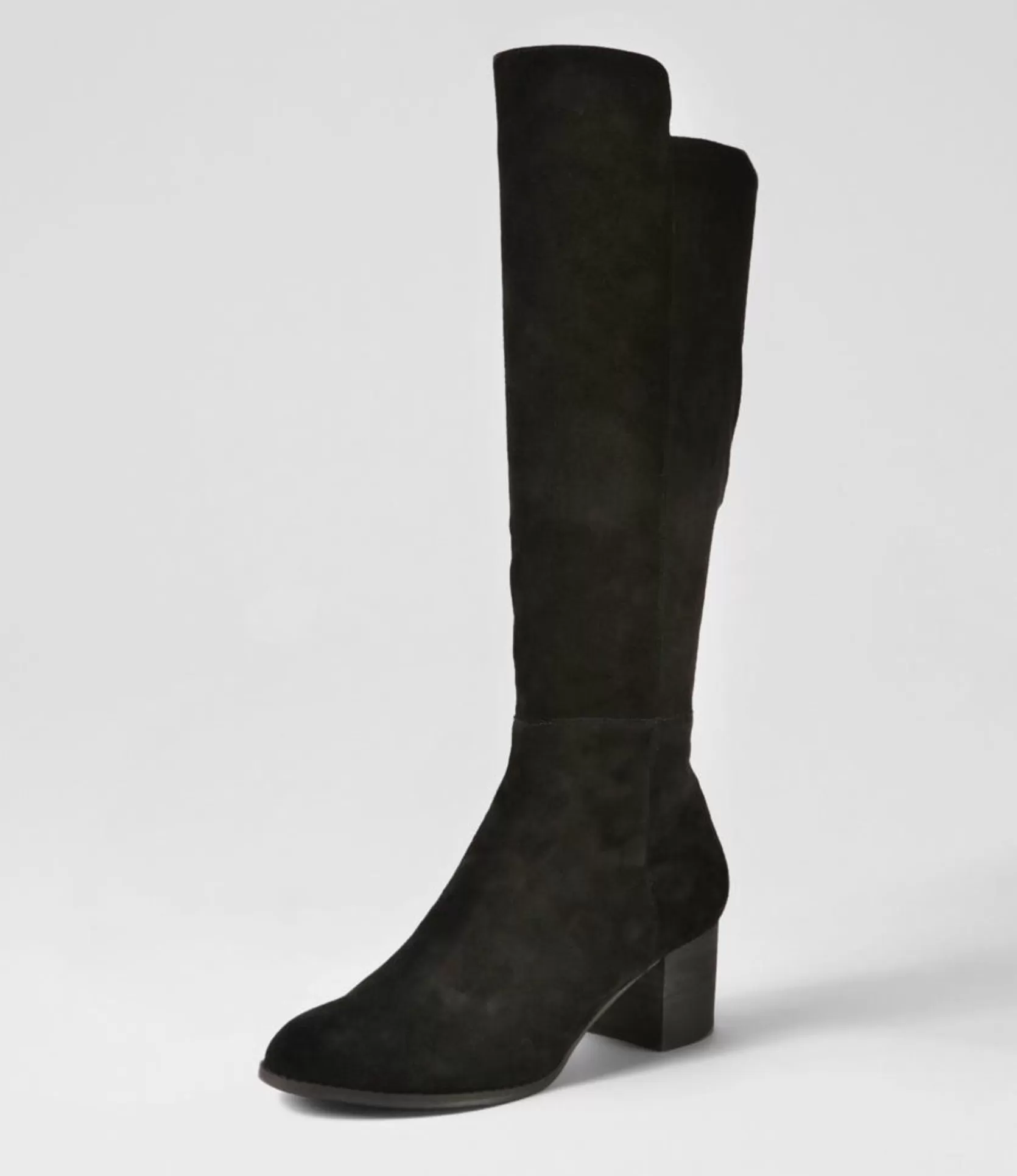 Best Settin Black Suede Stretch Microsuede Knee High Boots Women Boots