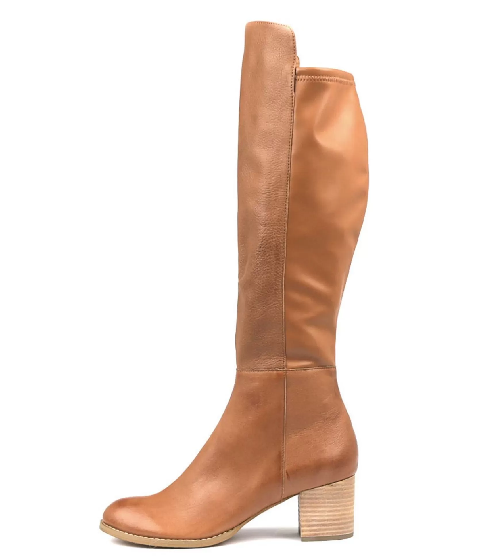 Flash Sale Settin Dk Tan Leather Stretch Smooth Women Boots