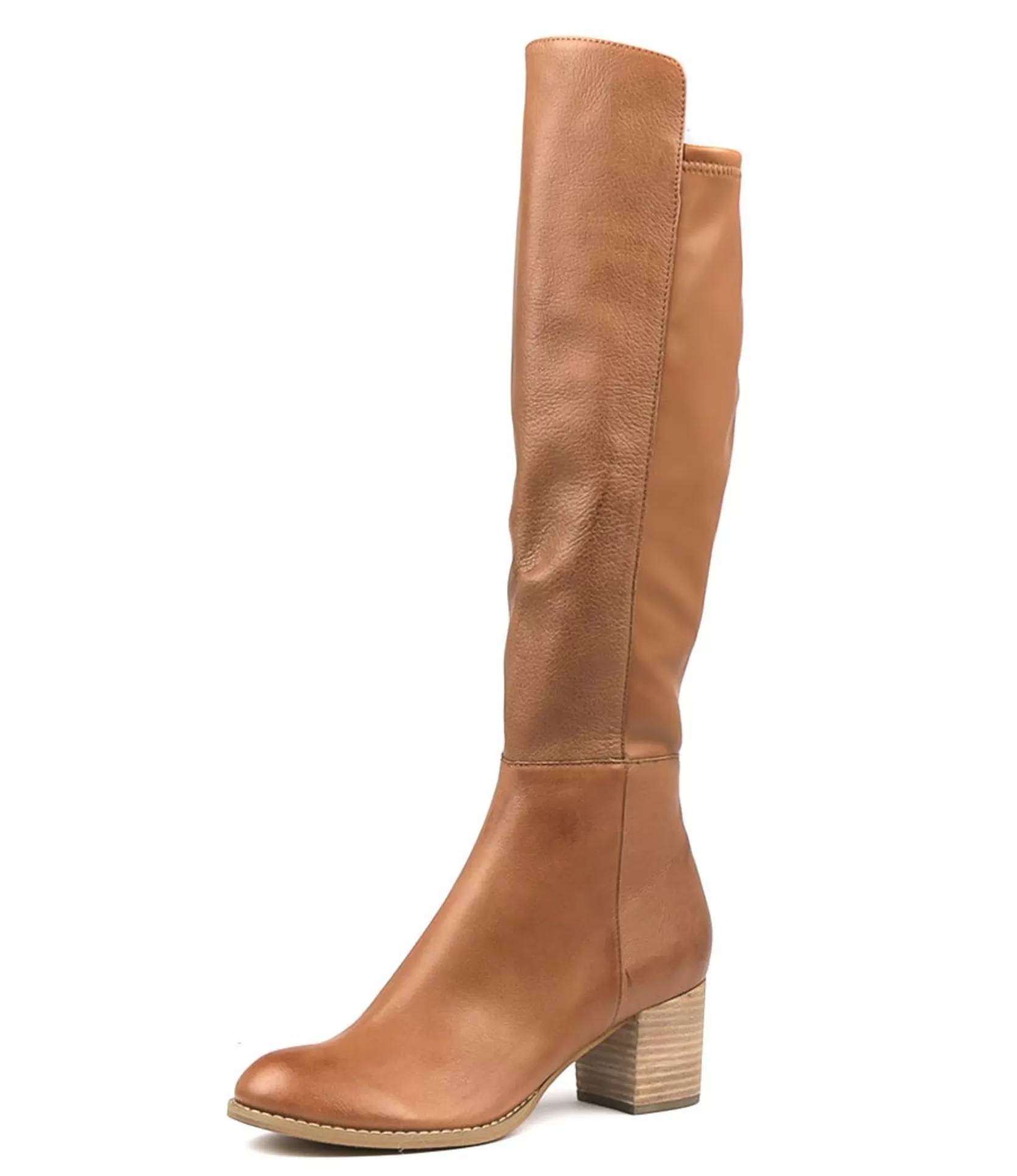 Flash Sale Settin Dk Tan Leather Stretch Smooth Women Boots