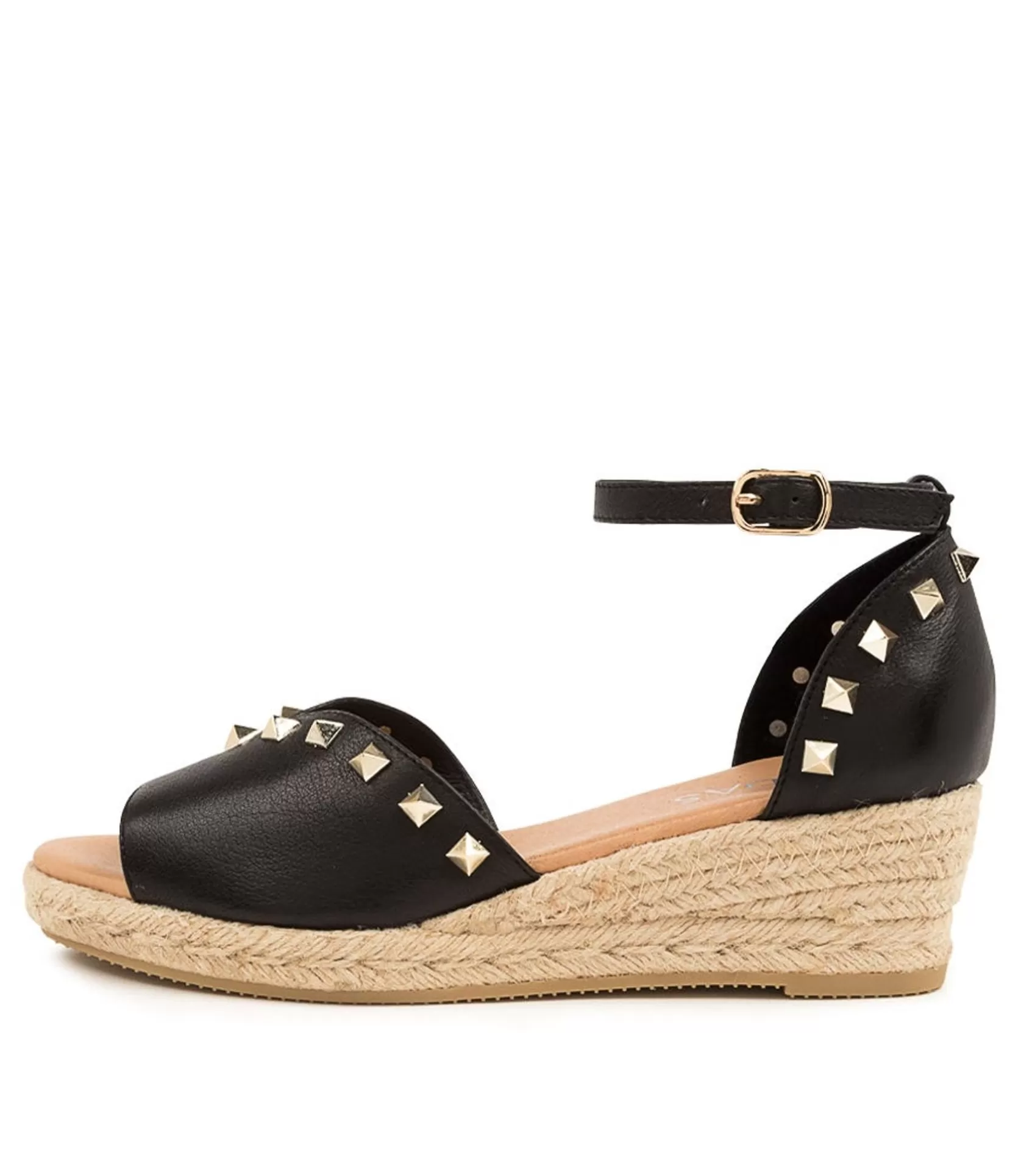 Discount Solt Black Leather Women Wedges