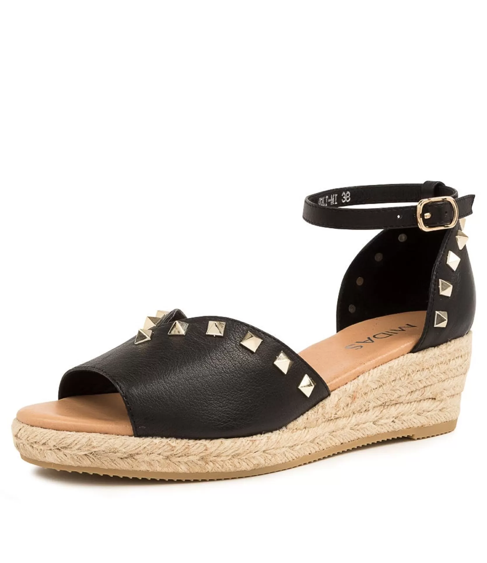 Discount Solt Black Leather Women Wedges