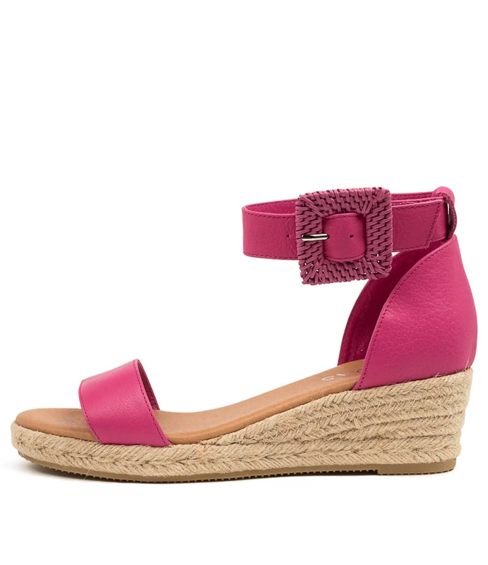 Shop Sprung Fuchsia Leather Women Espadrilles