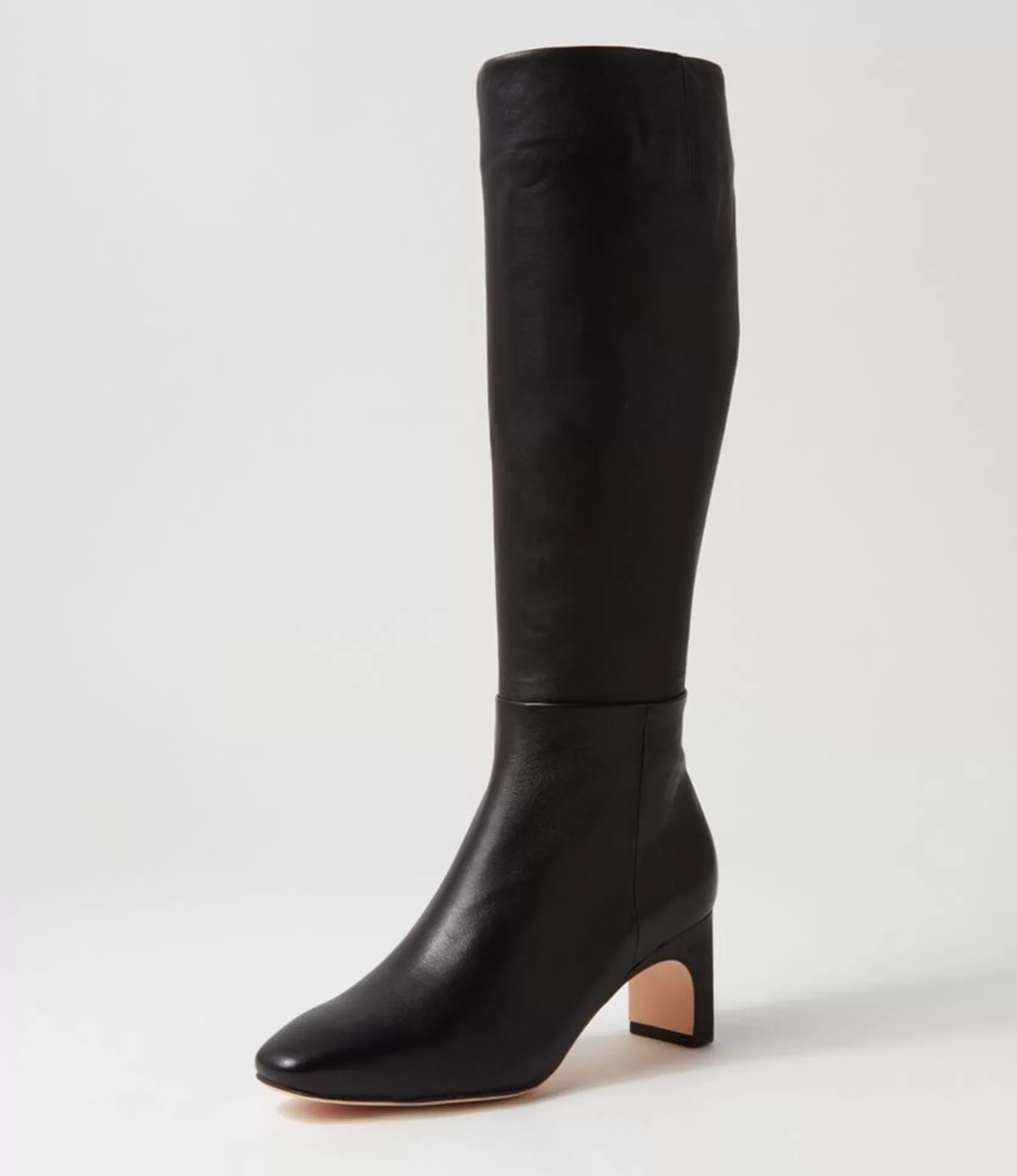 Cheap Swoon Black Leather Knee High Boots Women Boots