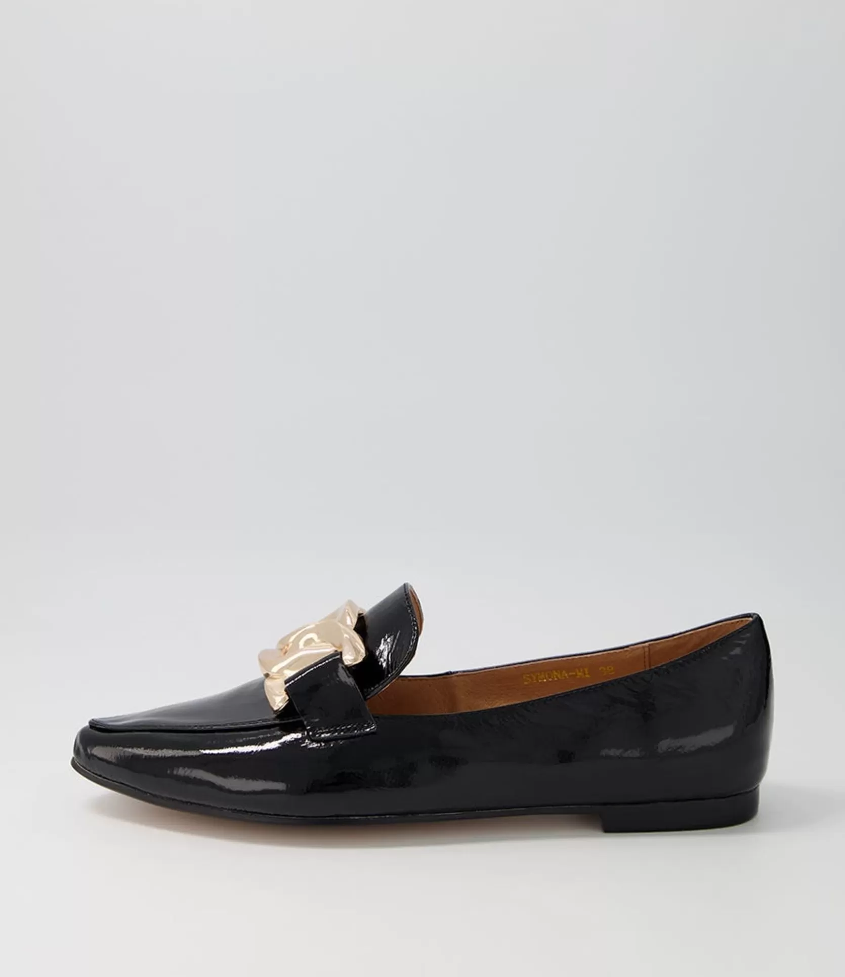 Cheap Symona Black Patent Leather Loafers Women Loafers