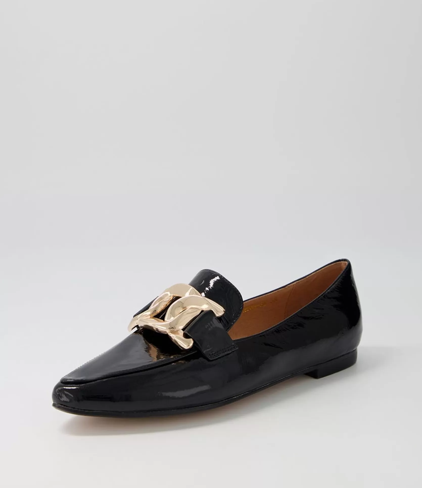 Cheap Symona Black Patent Leather Loafers Women Loafers