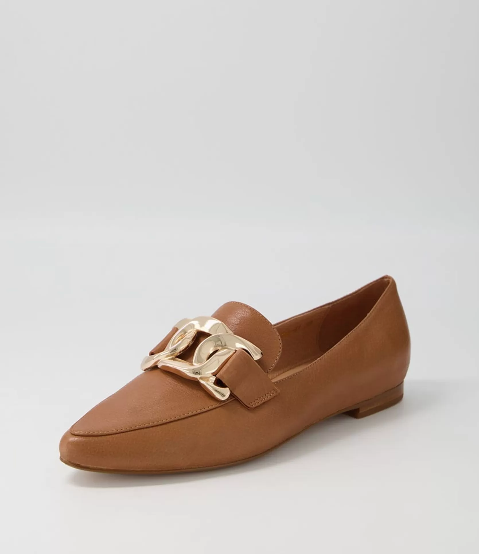 Cheap Symona Dark Tan Leather Loafers Women Loafers