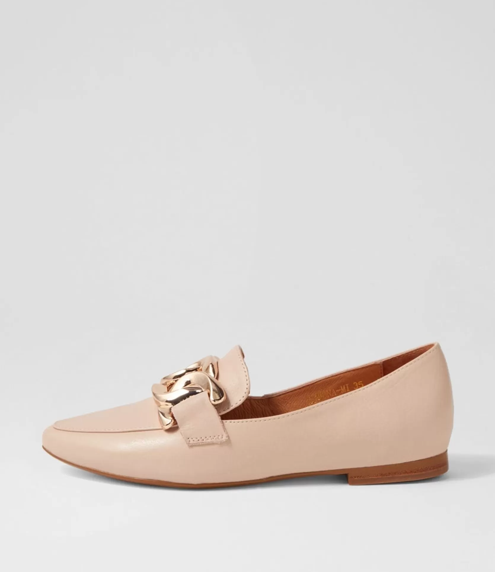 Cheap Symona Nude Leather Loafers Women Loafers