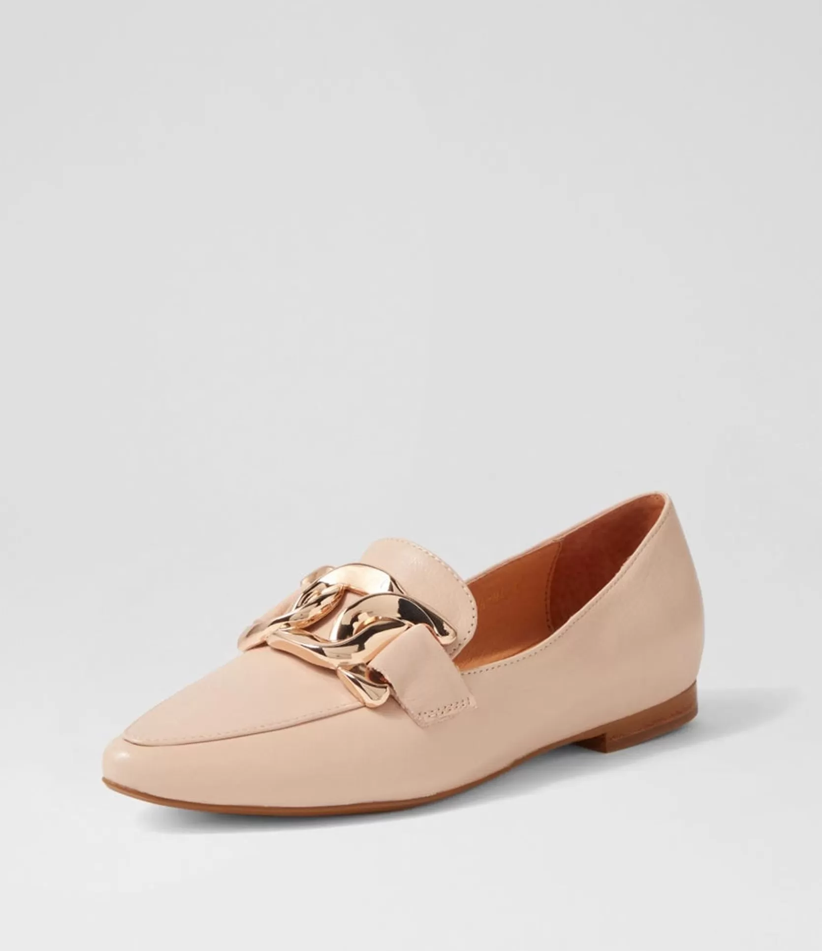 Cheap Symona Nude Leather Loafers Women Loafers