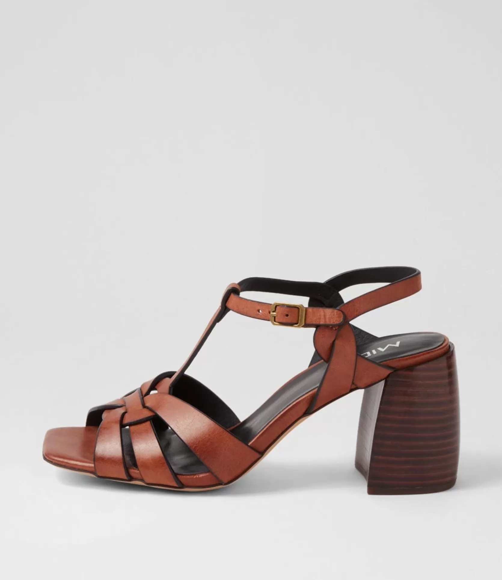 Store Tanett Chestnut Dark Brown Leather Sandals Women Heels