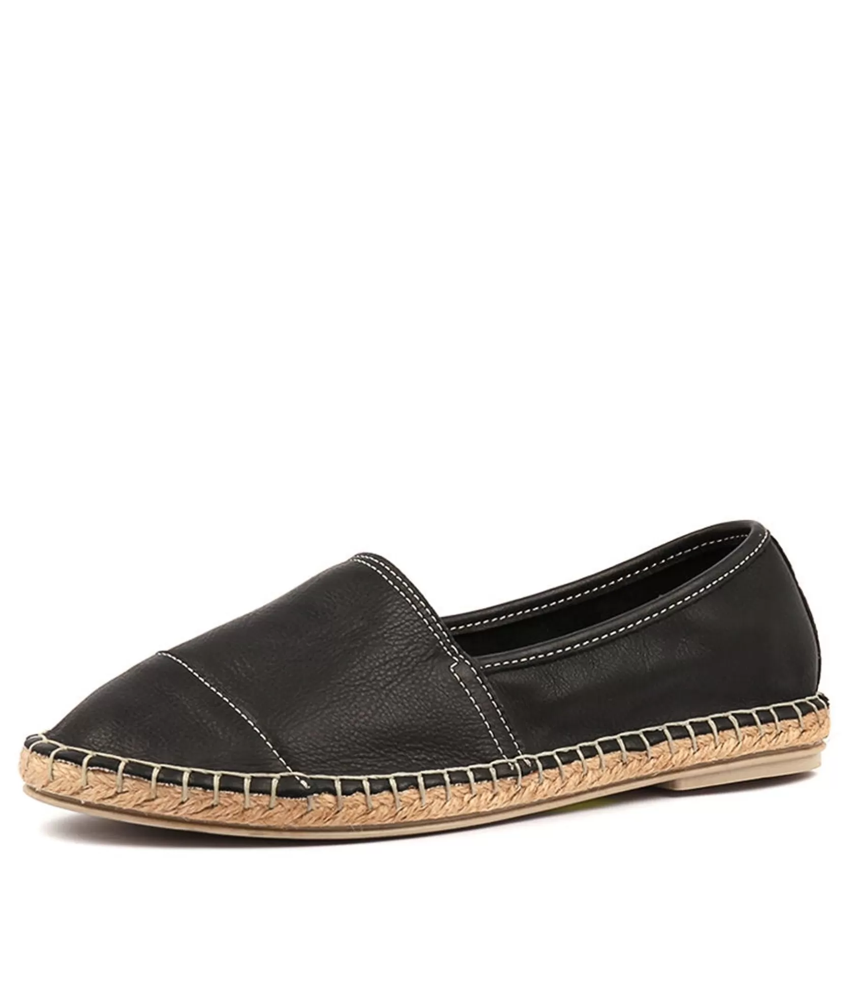 Store Tellar Black Leather Women Espadrilles