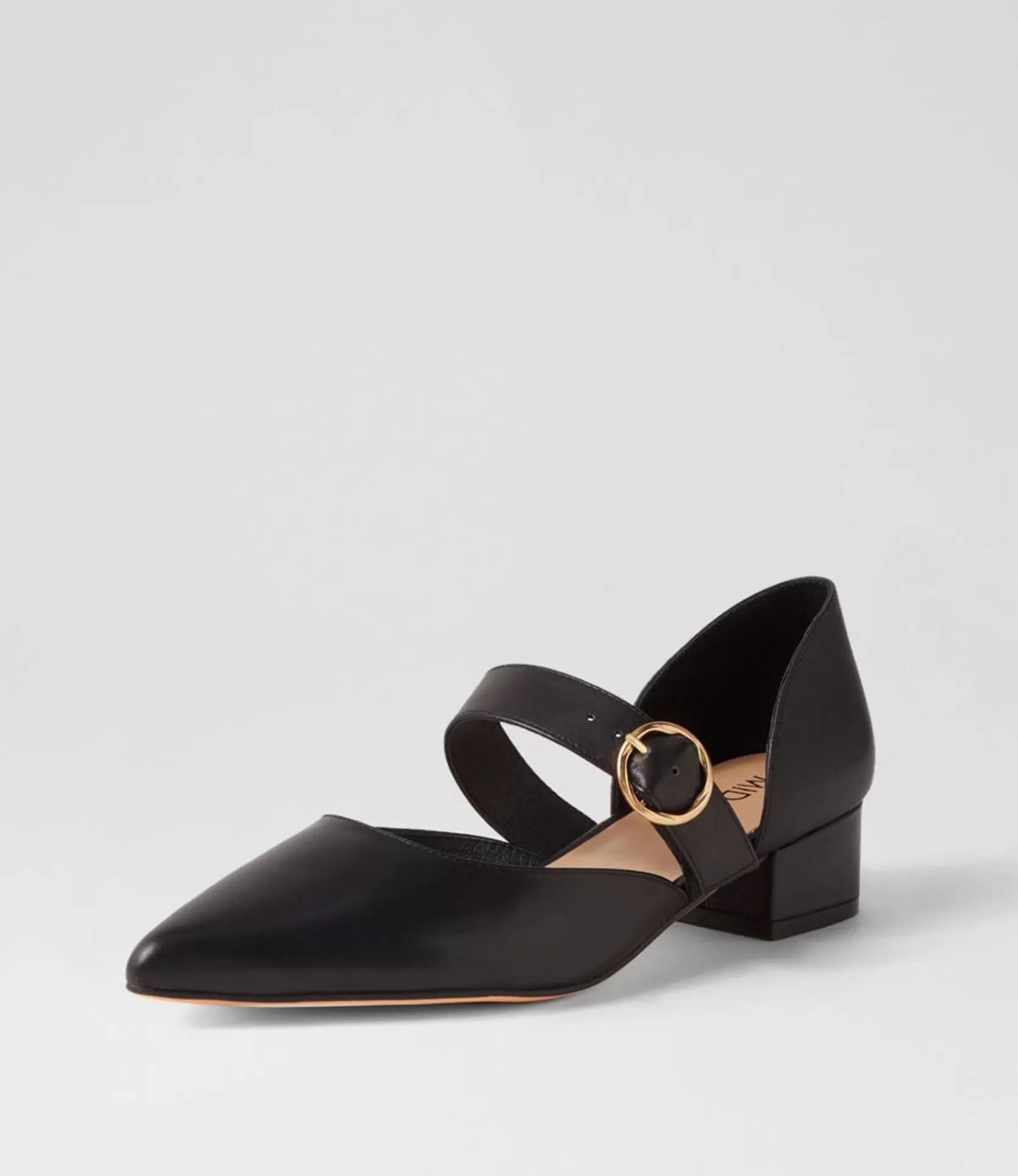 Store Thedee Black Leather Mary Jane Heels Women Flats