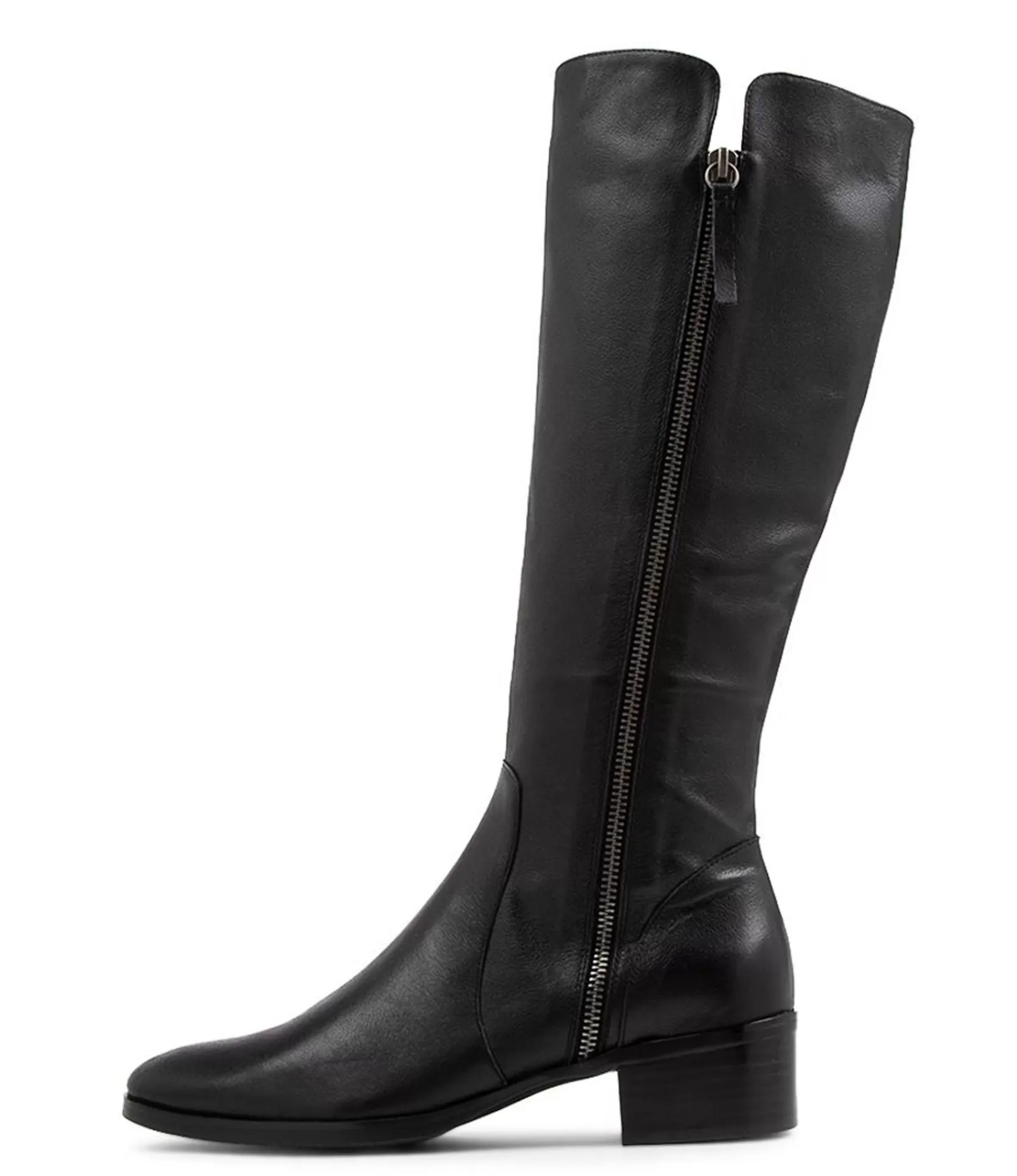 Cheap Tieny Black Leather Knee High Boots Women Boots