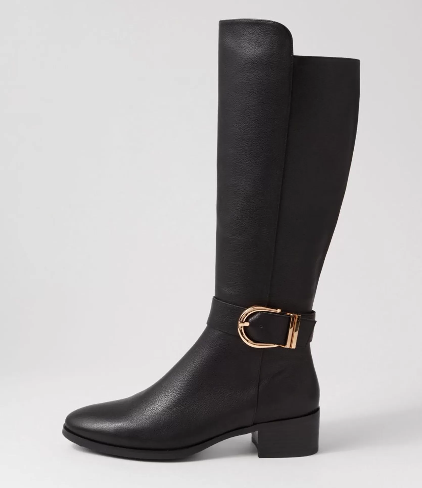 Clearance Tish Black Leather Knee High Boots Women Boots