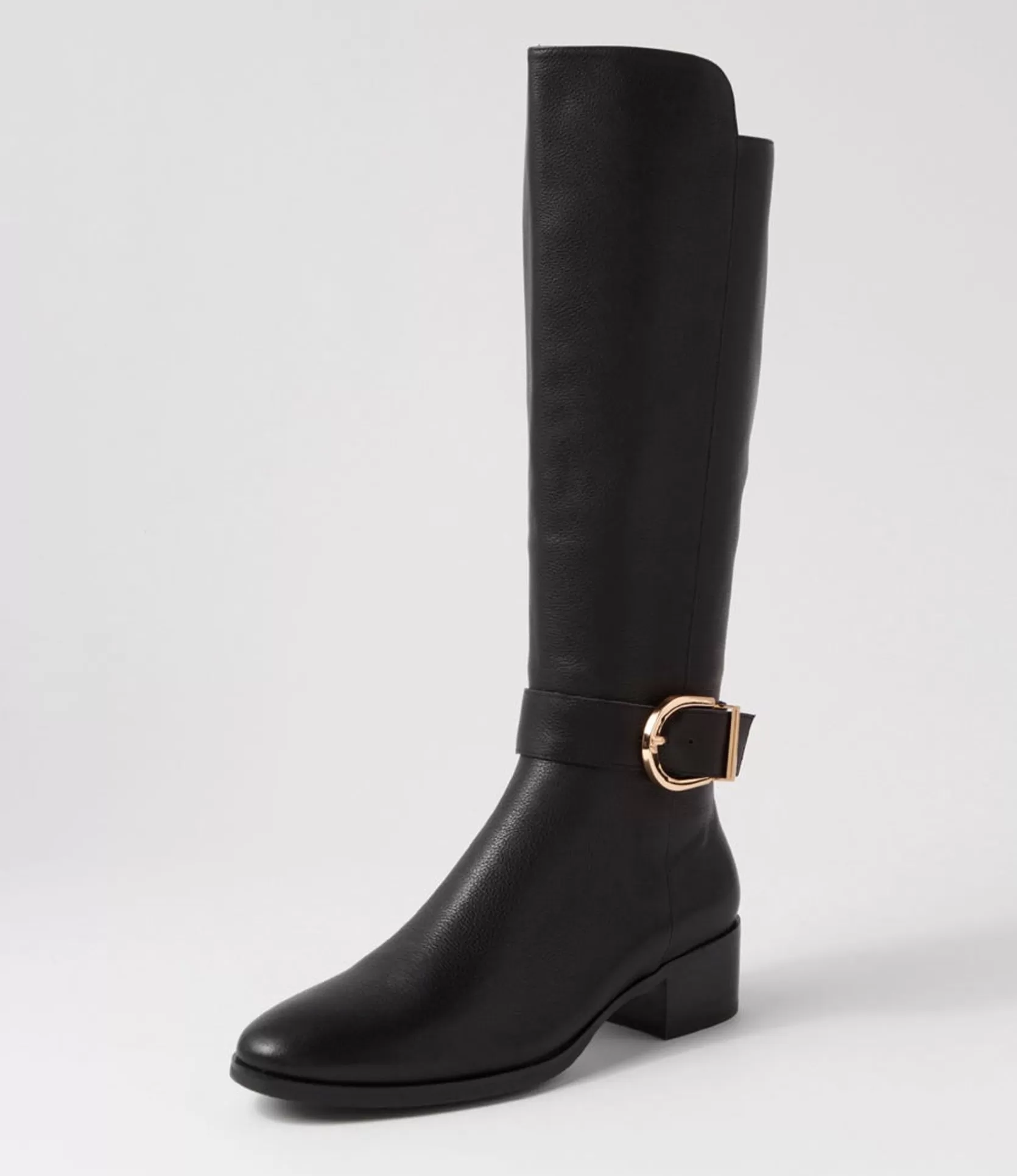 Clearance Tish Black Leather Knee High Boots Women Boots