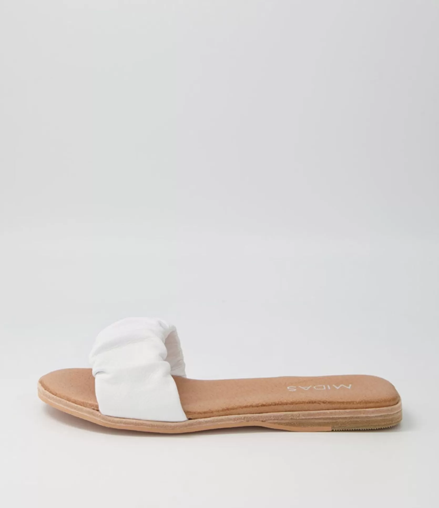 Store Tokio White Leather Slides Women Flats