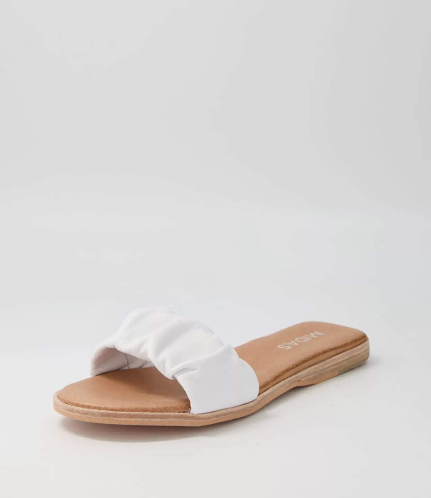 Store Tokio White Leather Slides Women Flats