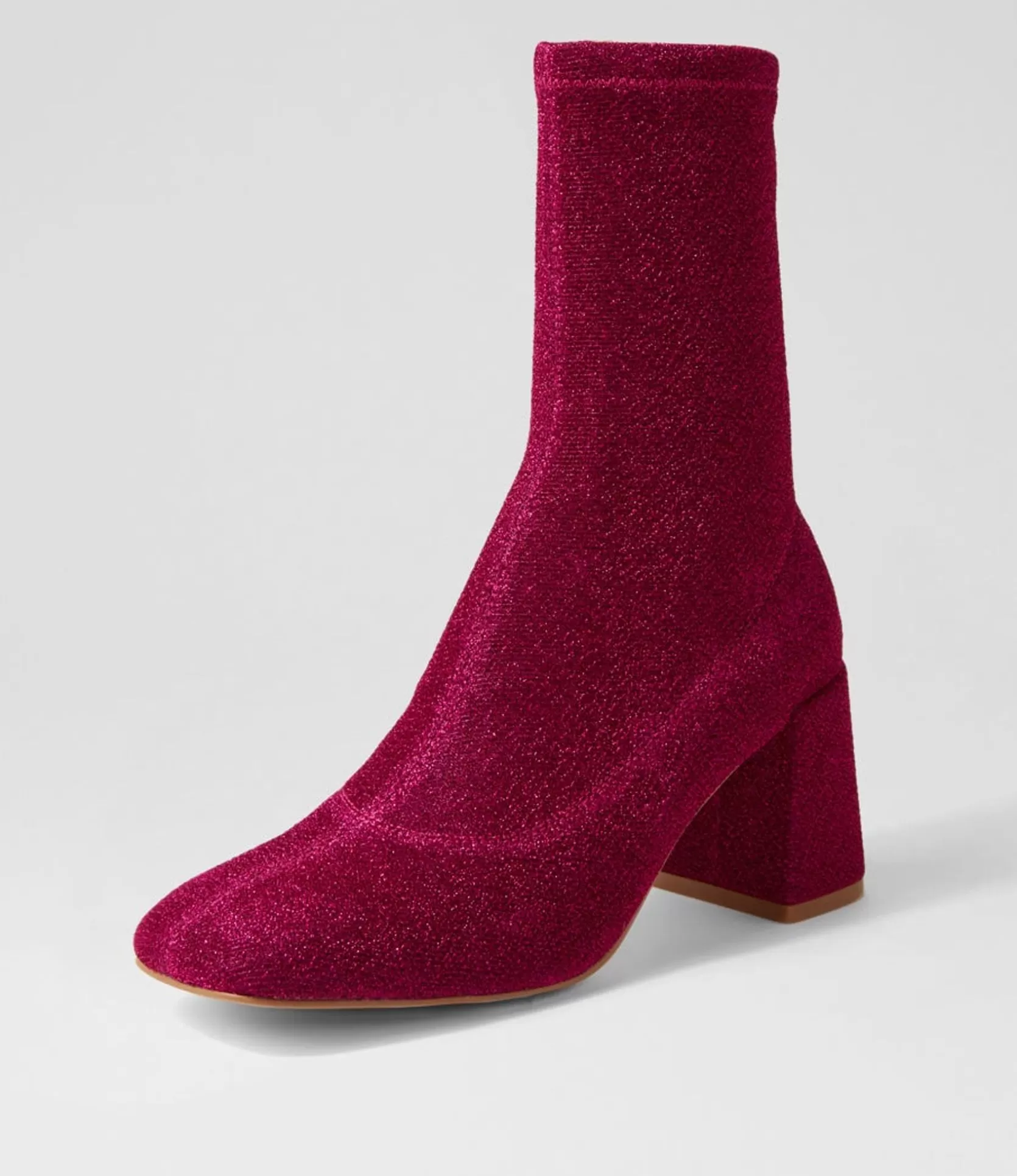 Shop Trusted Fuchsia Glitter Stretch Fabric Ankle Boots Women Ankle Boots