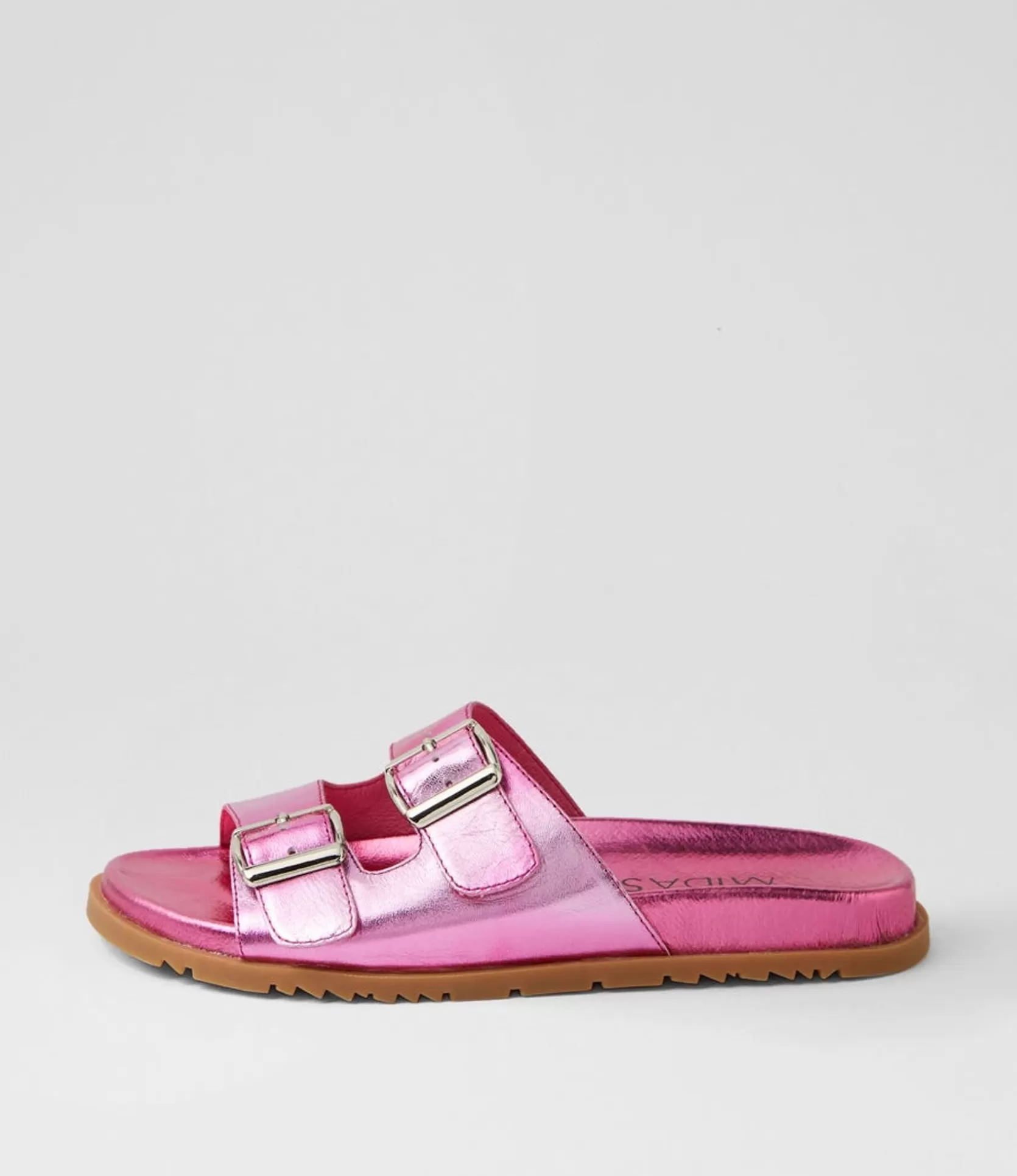 Best Tymes Fuchsia Mix Leather Slides Women Flats