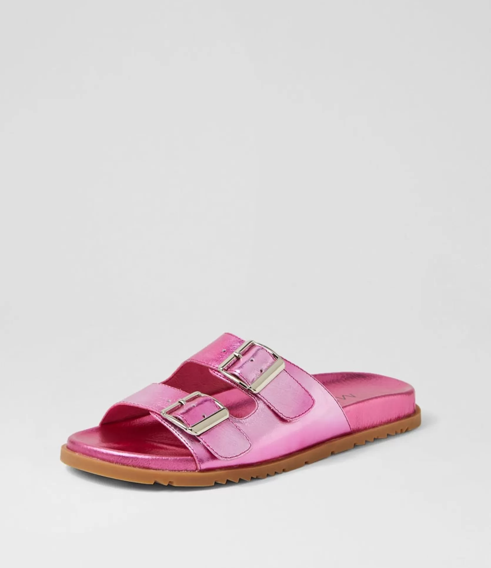 Best Tymes Fuchsia Mix Leather Slides Women Flats