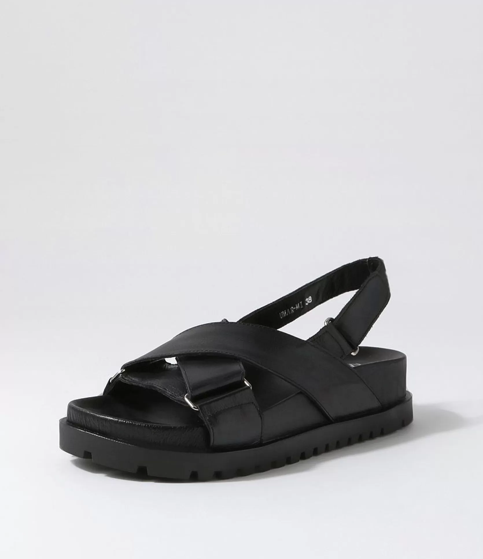 Outlet Umar Black Leather Sandals Women Sandals