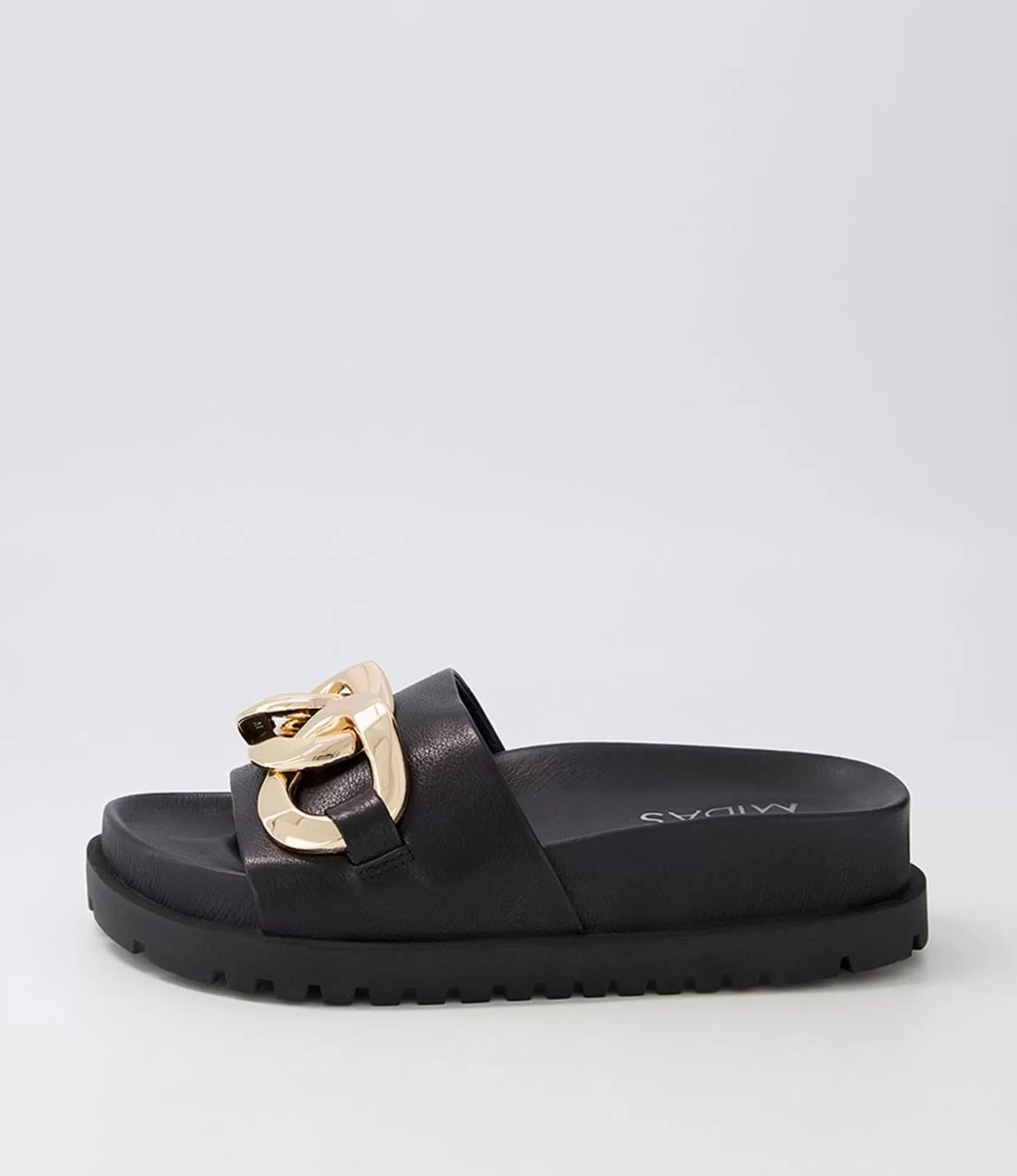 Clearance Uno Black Leather Slides Women Sandals