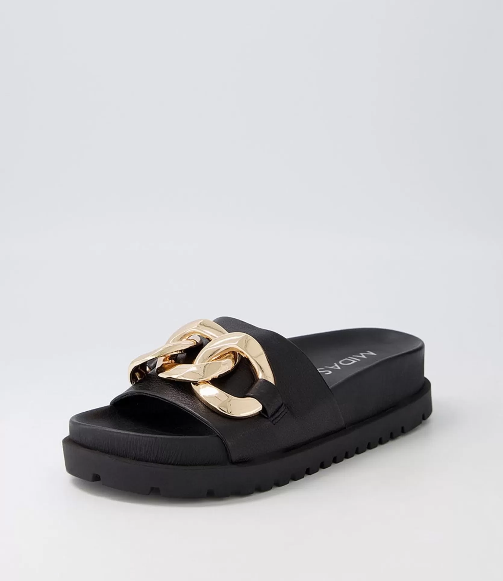 Clearance Uno Black Leather Slides Women Sandals