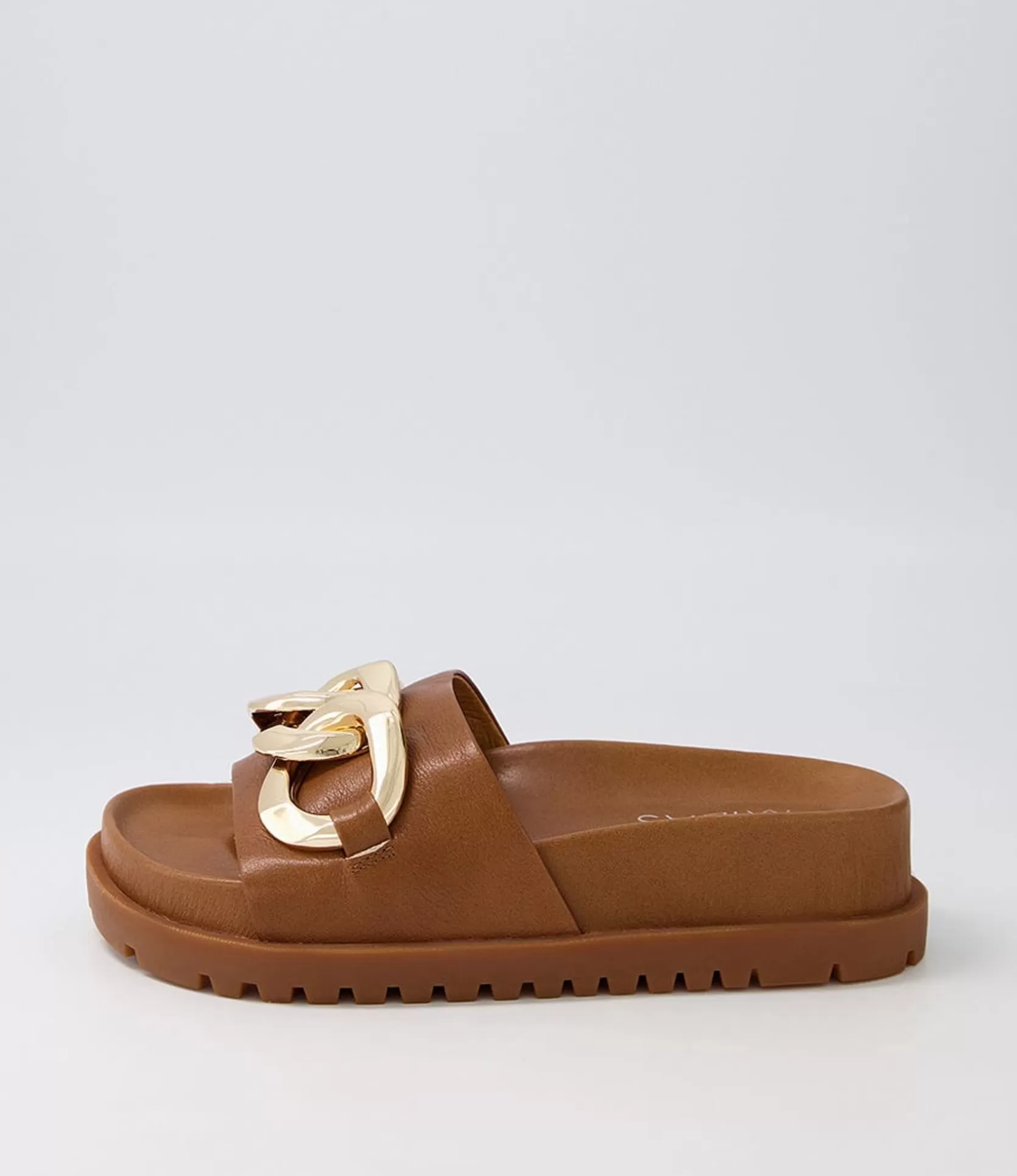 Hot Uno Toffee Leather Slides Women Sandals