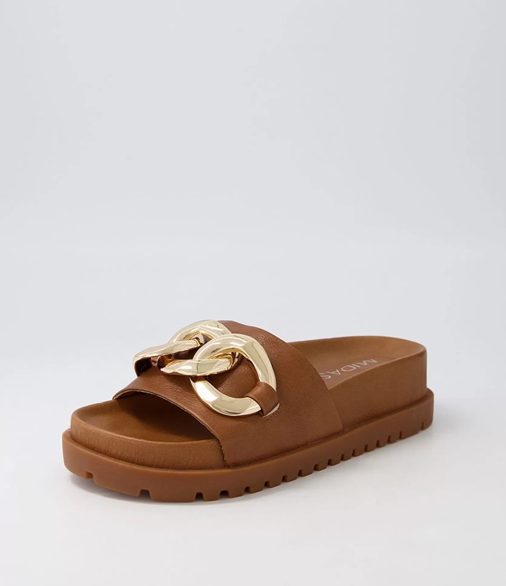 Hot Uno Toffee Leather Slides Women Sandals