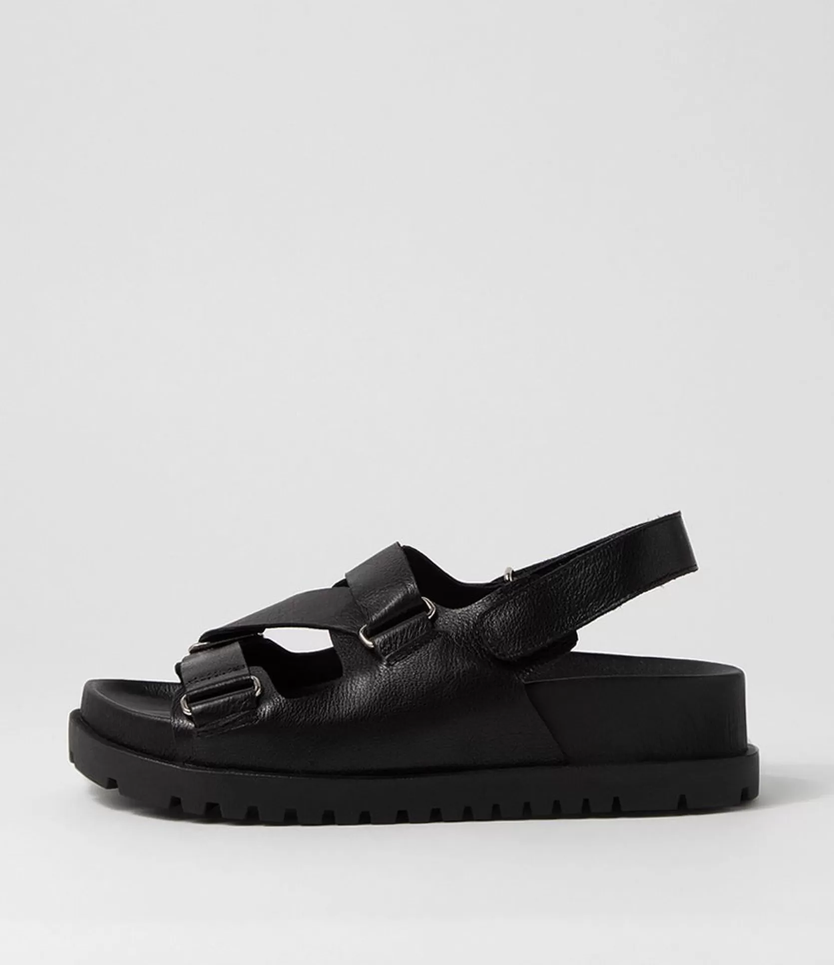 Hot Uradi Black Leather Sandals Women Sandals