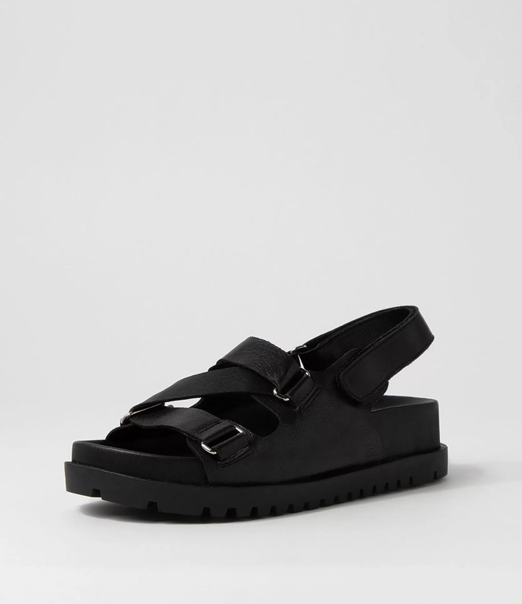 Hot Uradi Black Leather Sandals Women Sandals