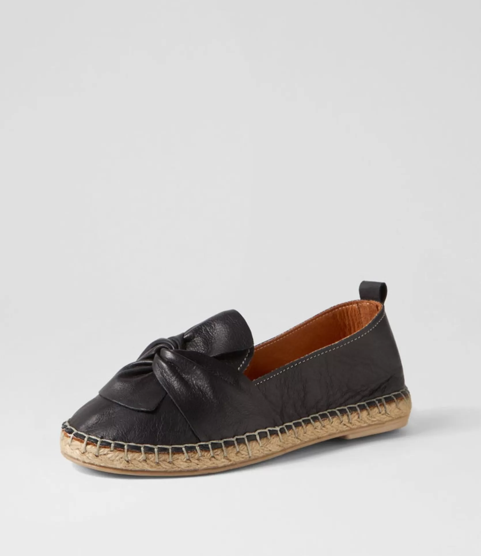 Best Uselv Black Leather Espadrilles Women Flats