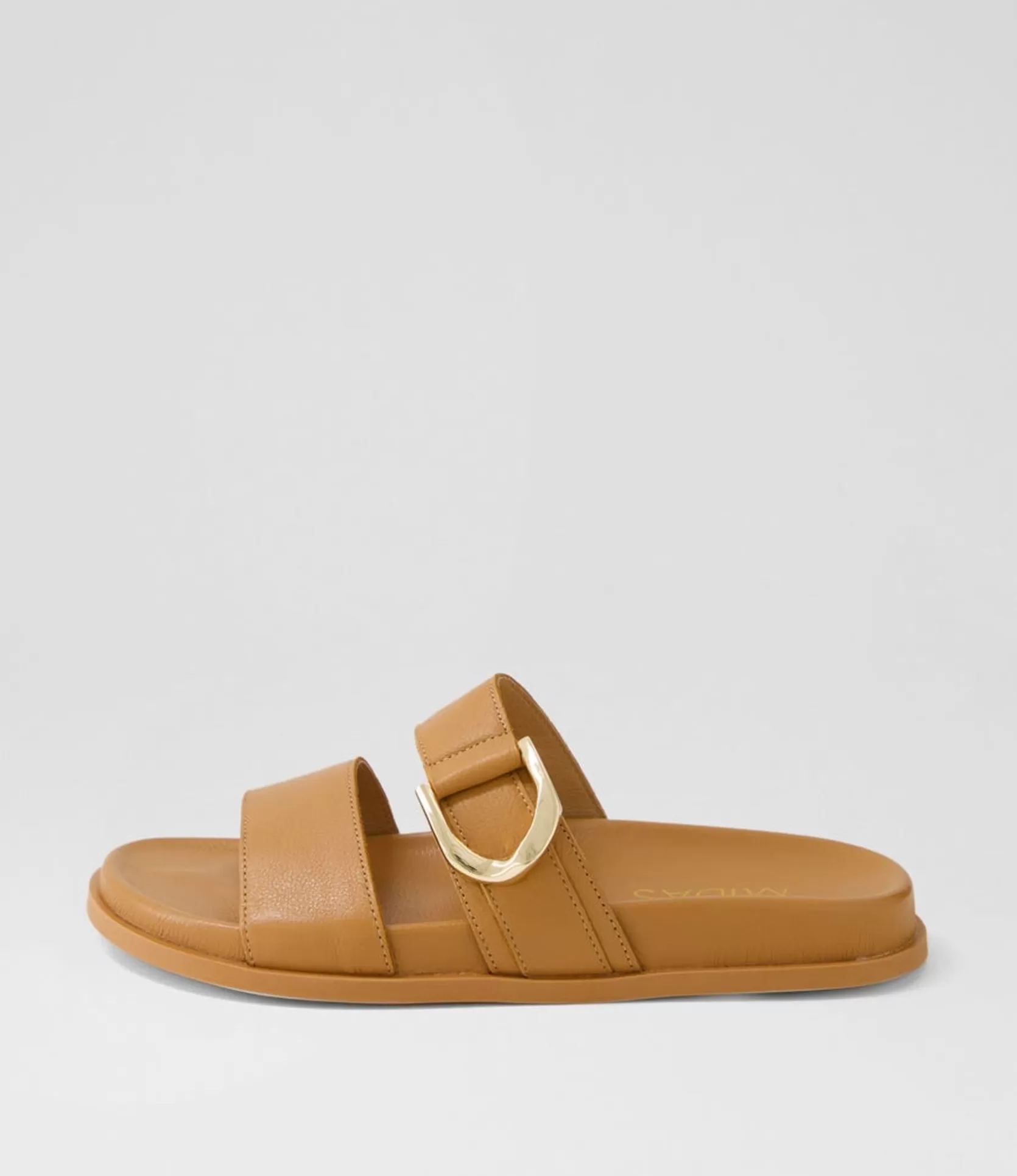 Best Valanse Dark Tan Leather Slides Women Flats