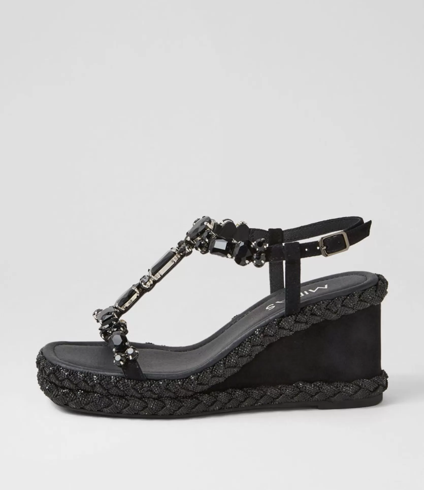 Sale Vonto Black Suede Jewels Sandals Women Wedges