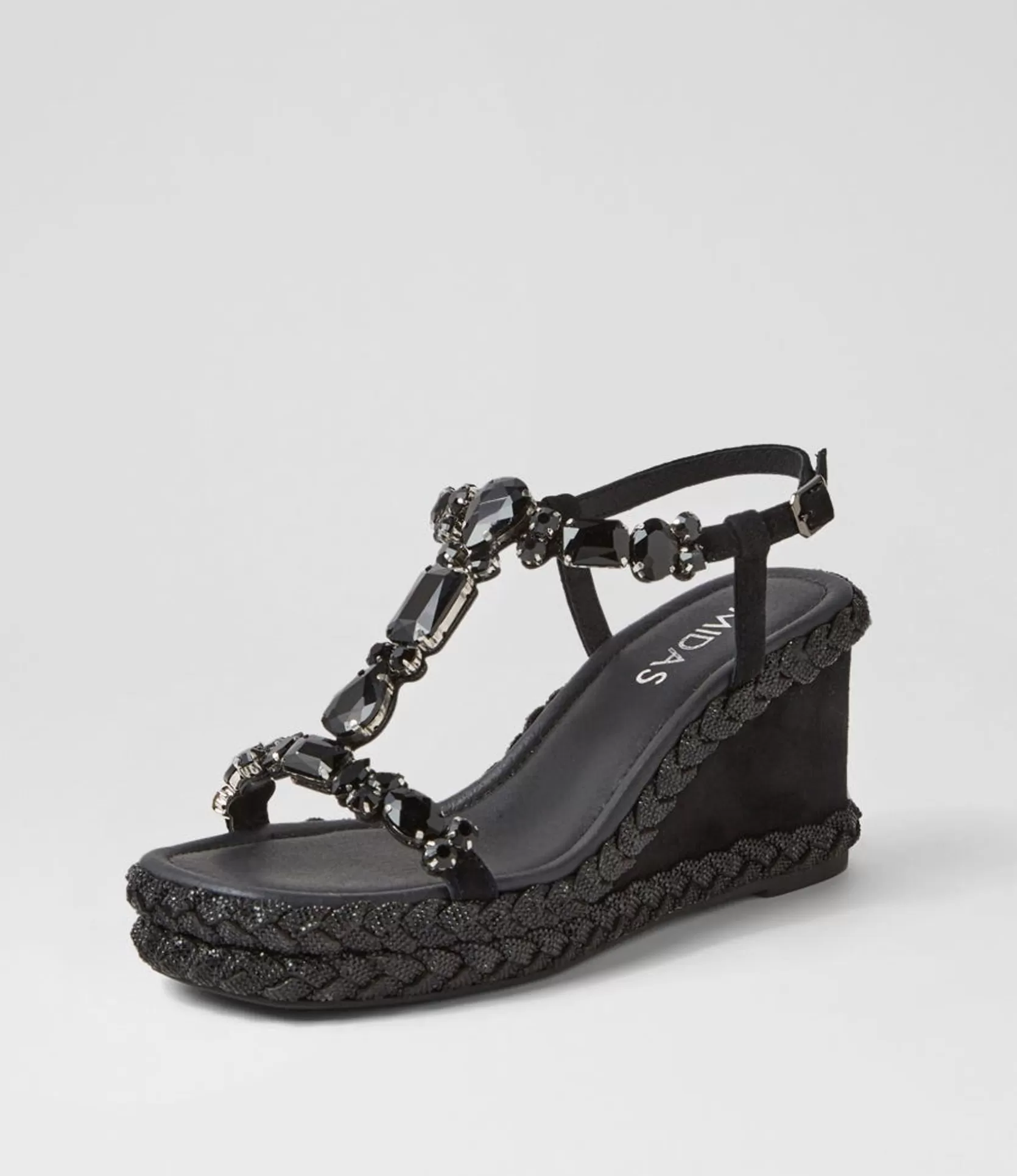 Sale Vonto Black Suede Jewels Sandals Women Wedges