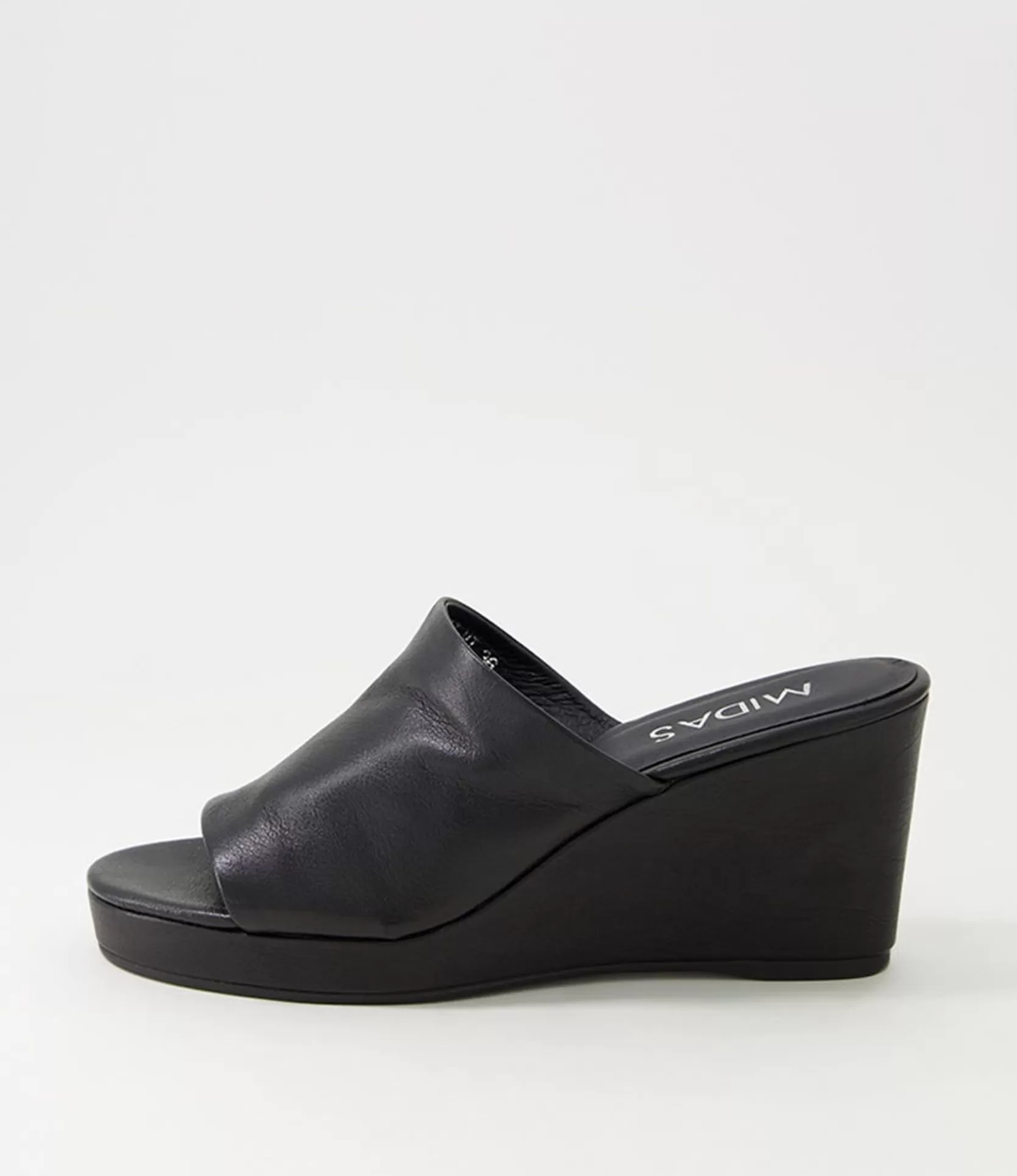 Best Sale Walli Black Leather Slides Women Wedges