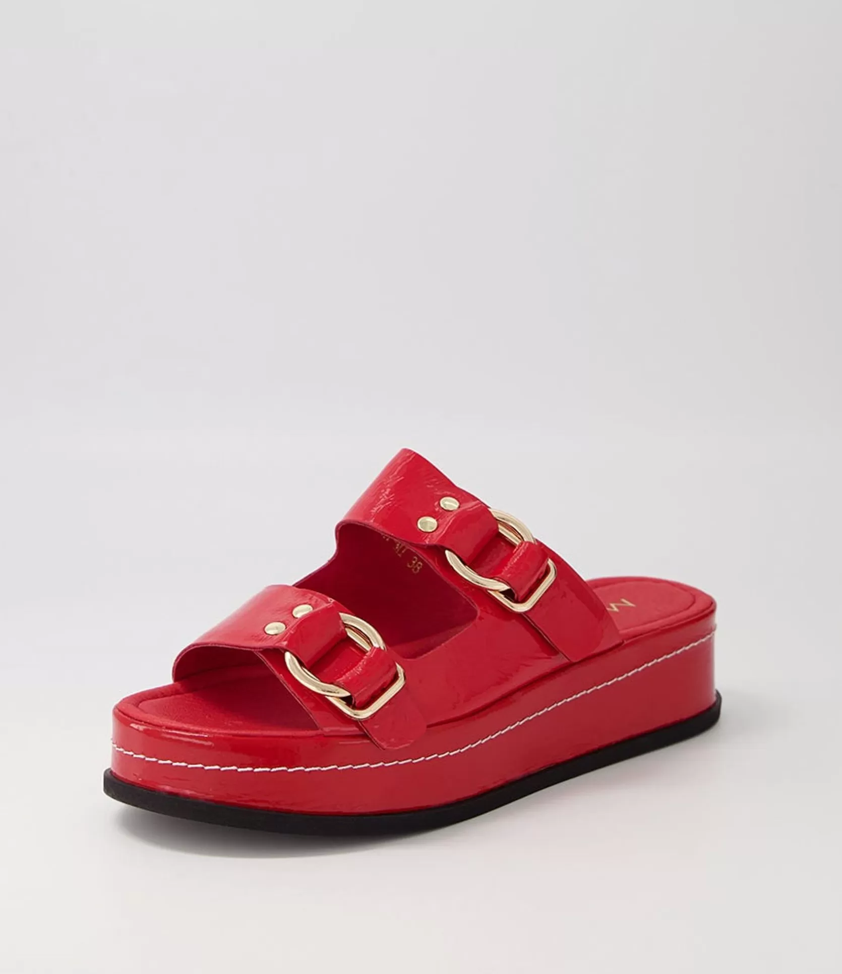 Clearance Wandery Red Wrinkle Patent Sandals Women Sandals