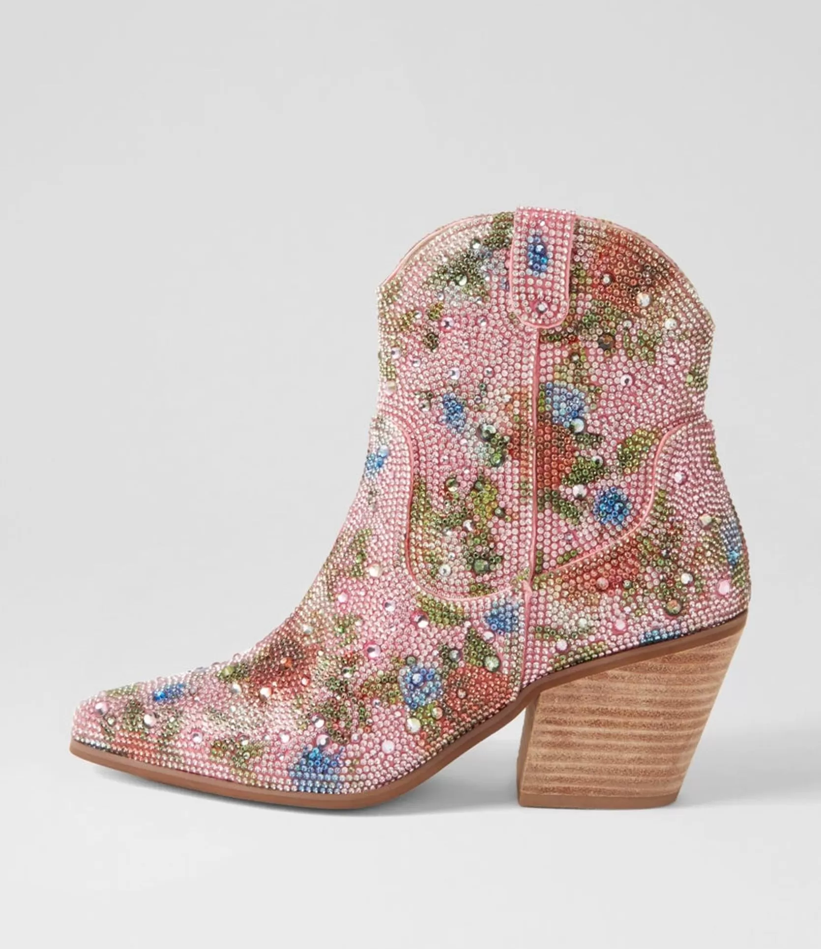 Clearance Willis Pink Multi Jewel Fabric Ankle Boots Women Ankle Boots