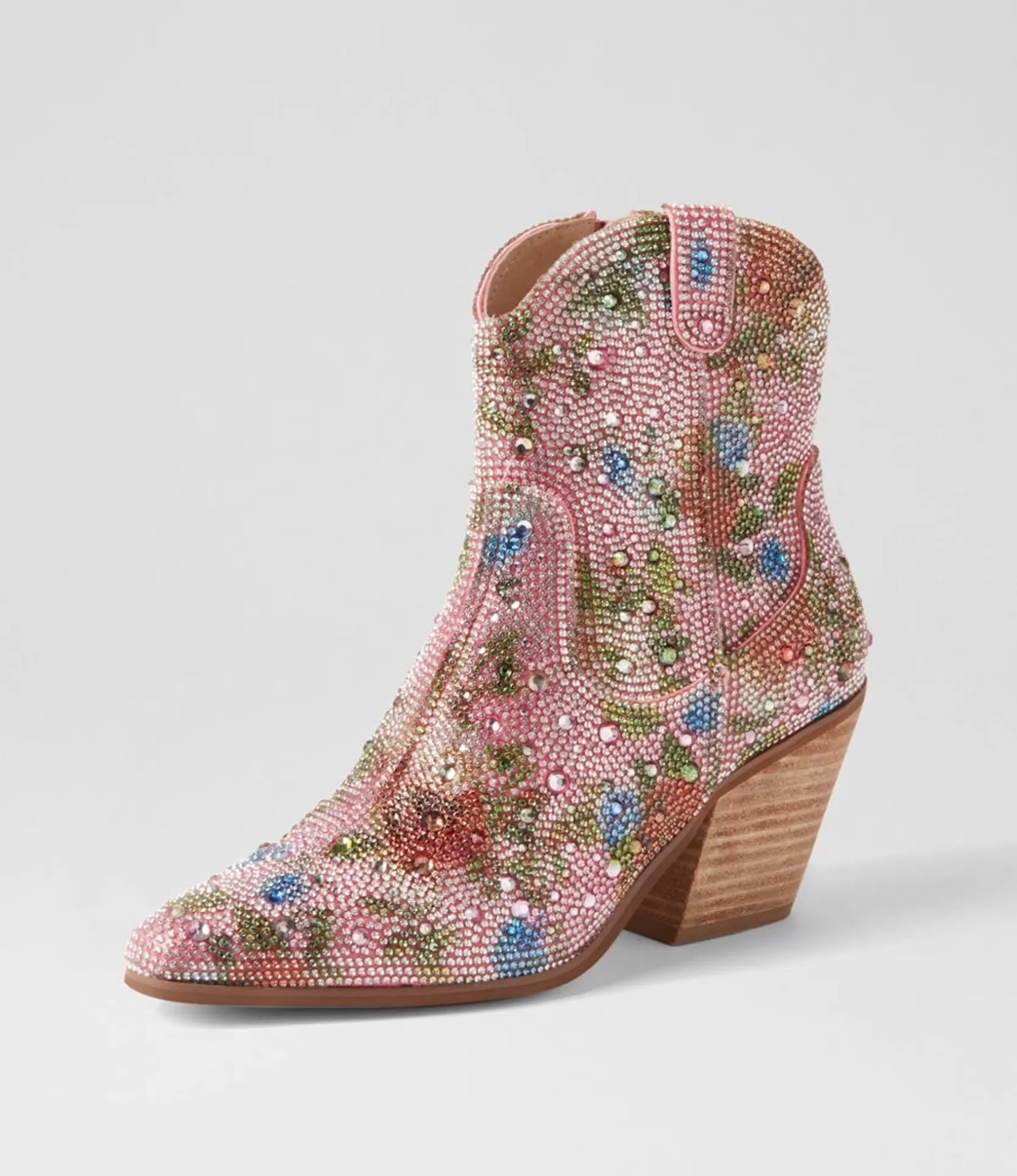 Clearance Willis Pink Multi Jewel Fabric Ankle Boots Women Ankle Boots