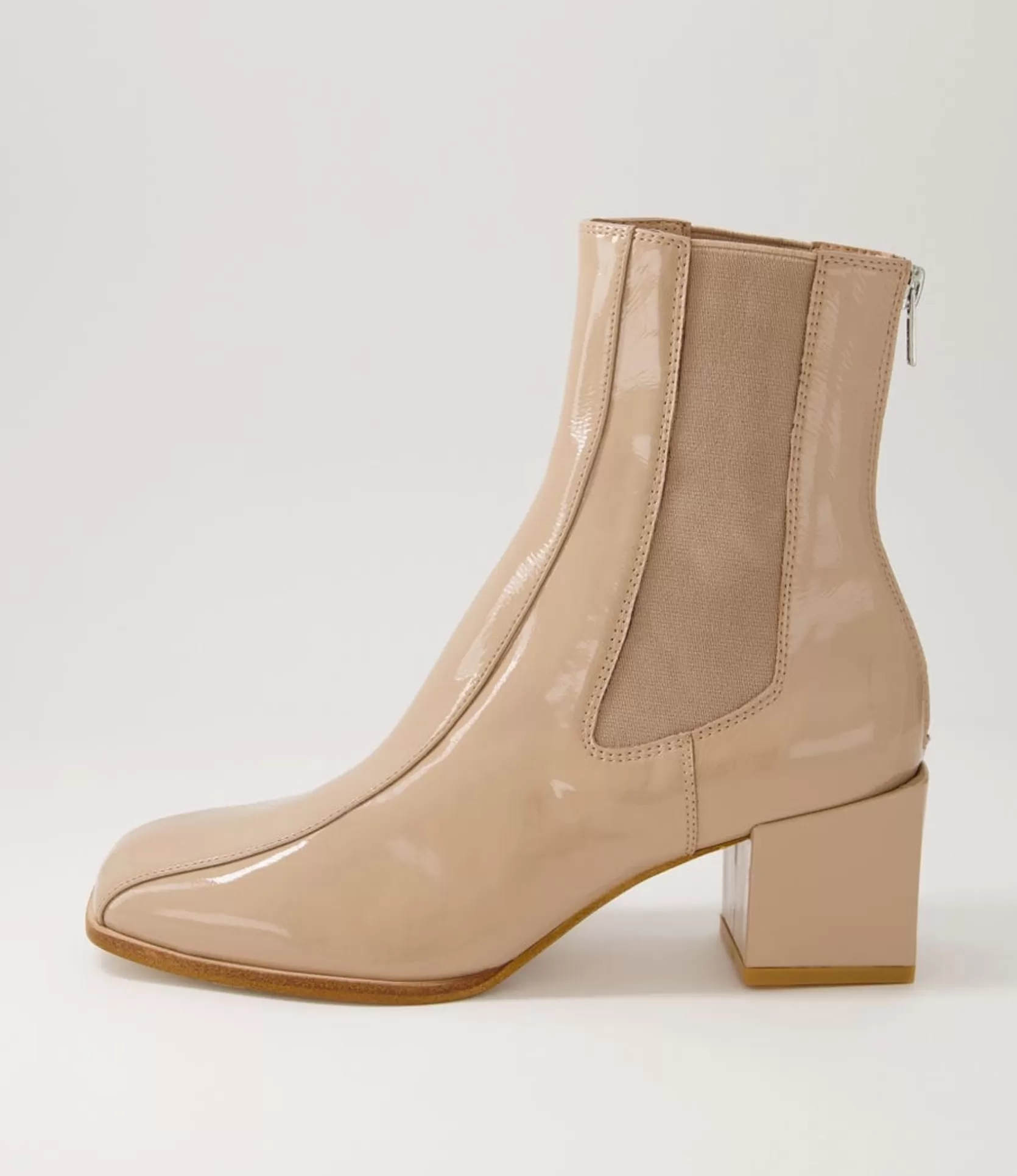 Best Sale Winni Camel Patent Leather Chelsea Boots Women Ankle Boots