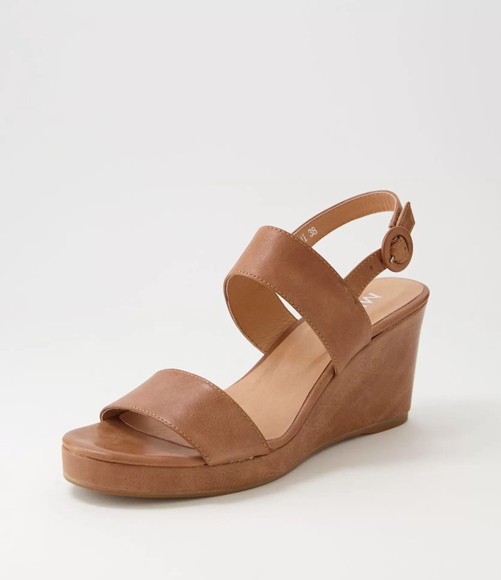 Store Wunda Dark Tan Leather Sandals Women Wedges