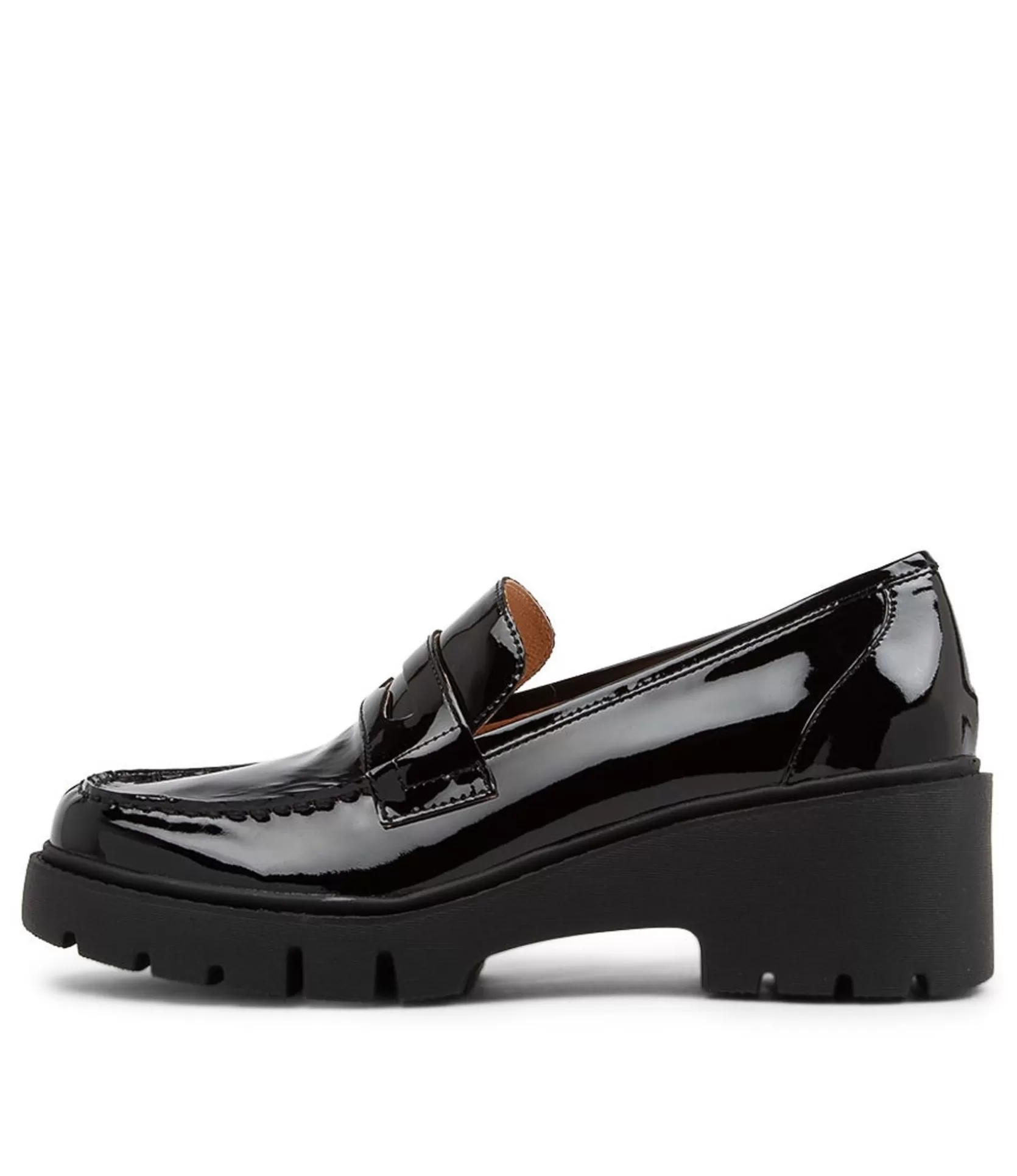 Discount Xana Black Patent Leather Heels Women Loafers