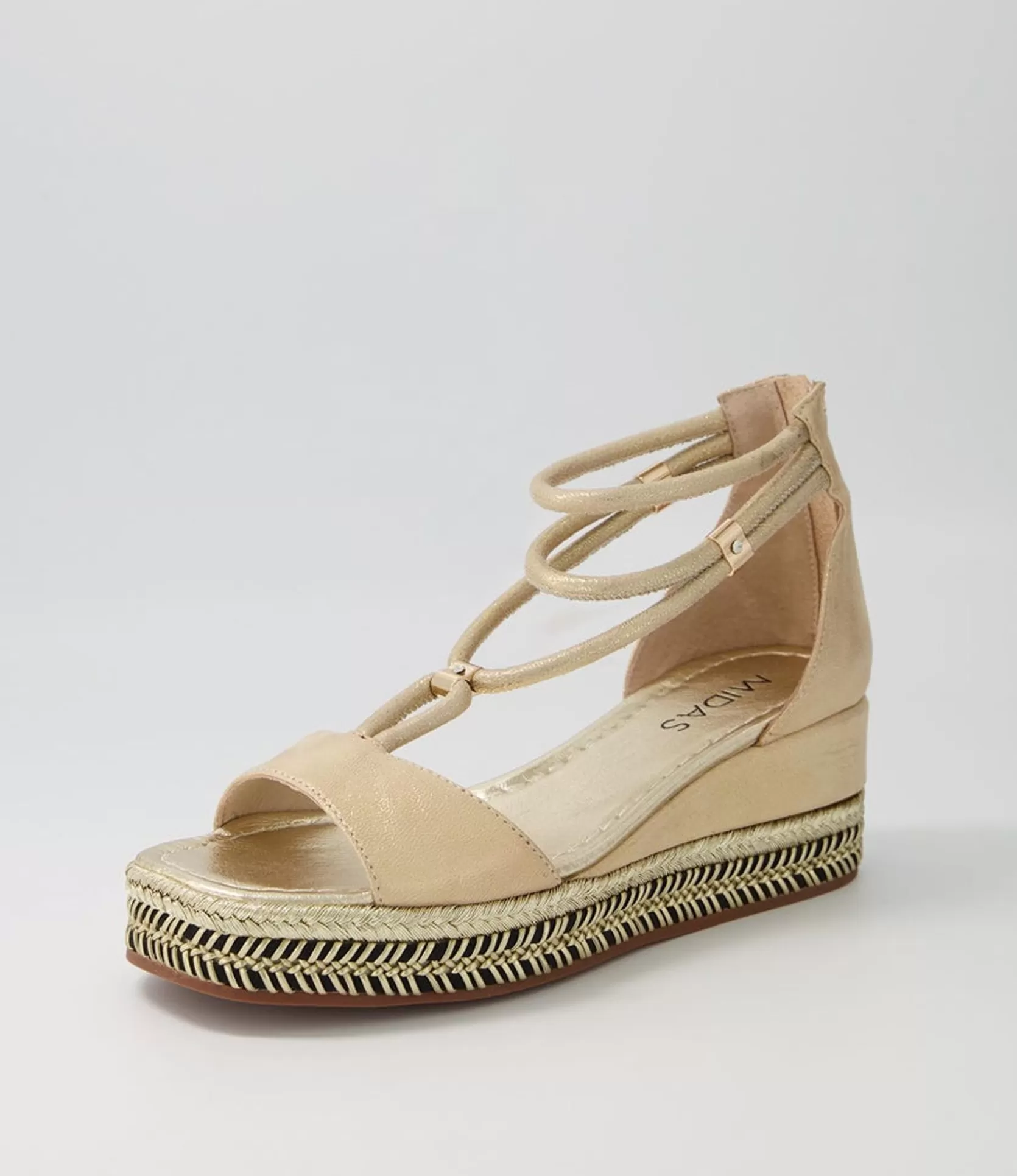 Fashion Xavia Sandy Shimmer Leather Sandals Women Wedges