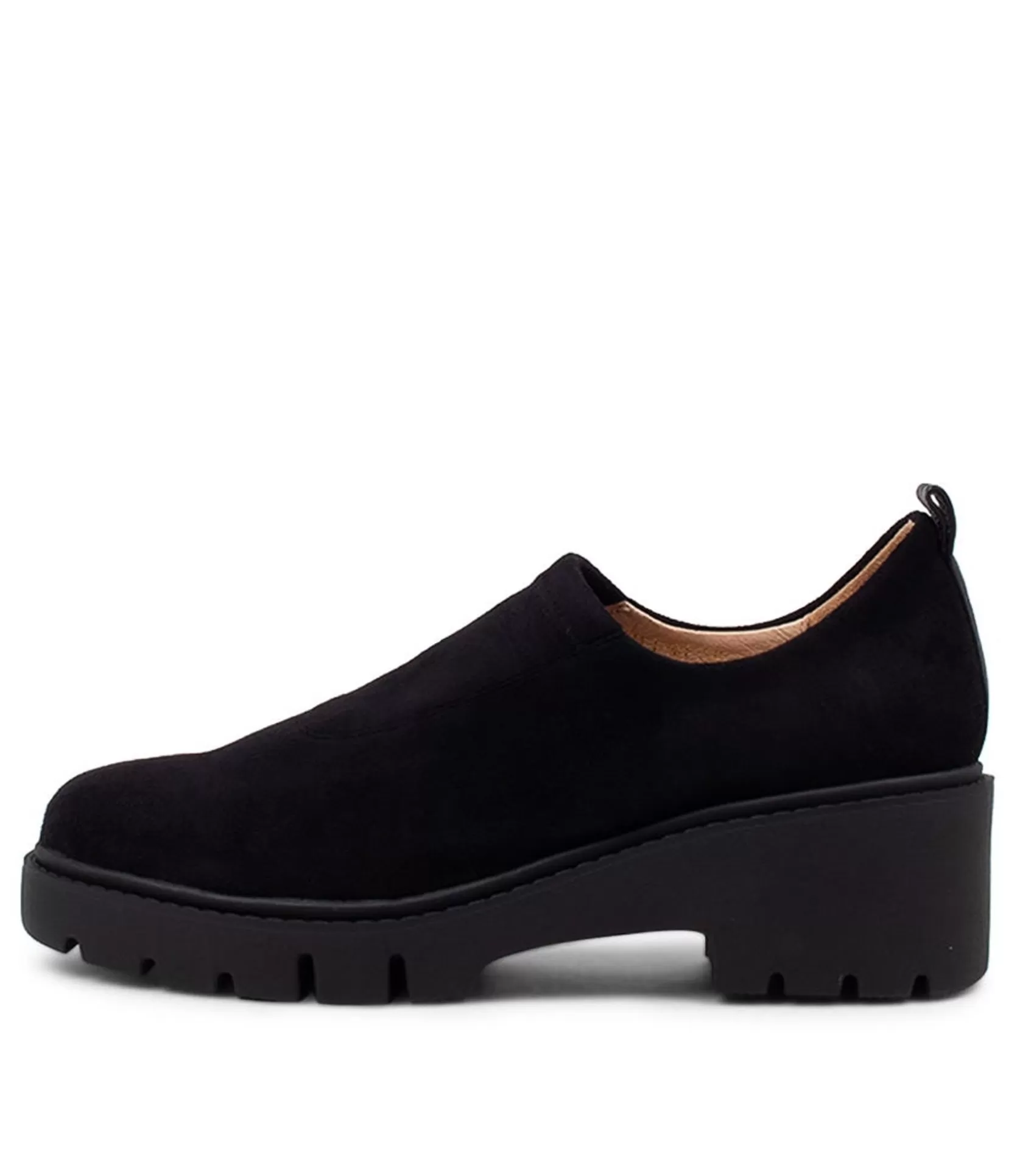 Cheap Xilis Black Stretch Microsuede Heels Women Loafers