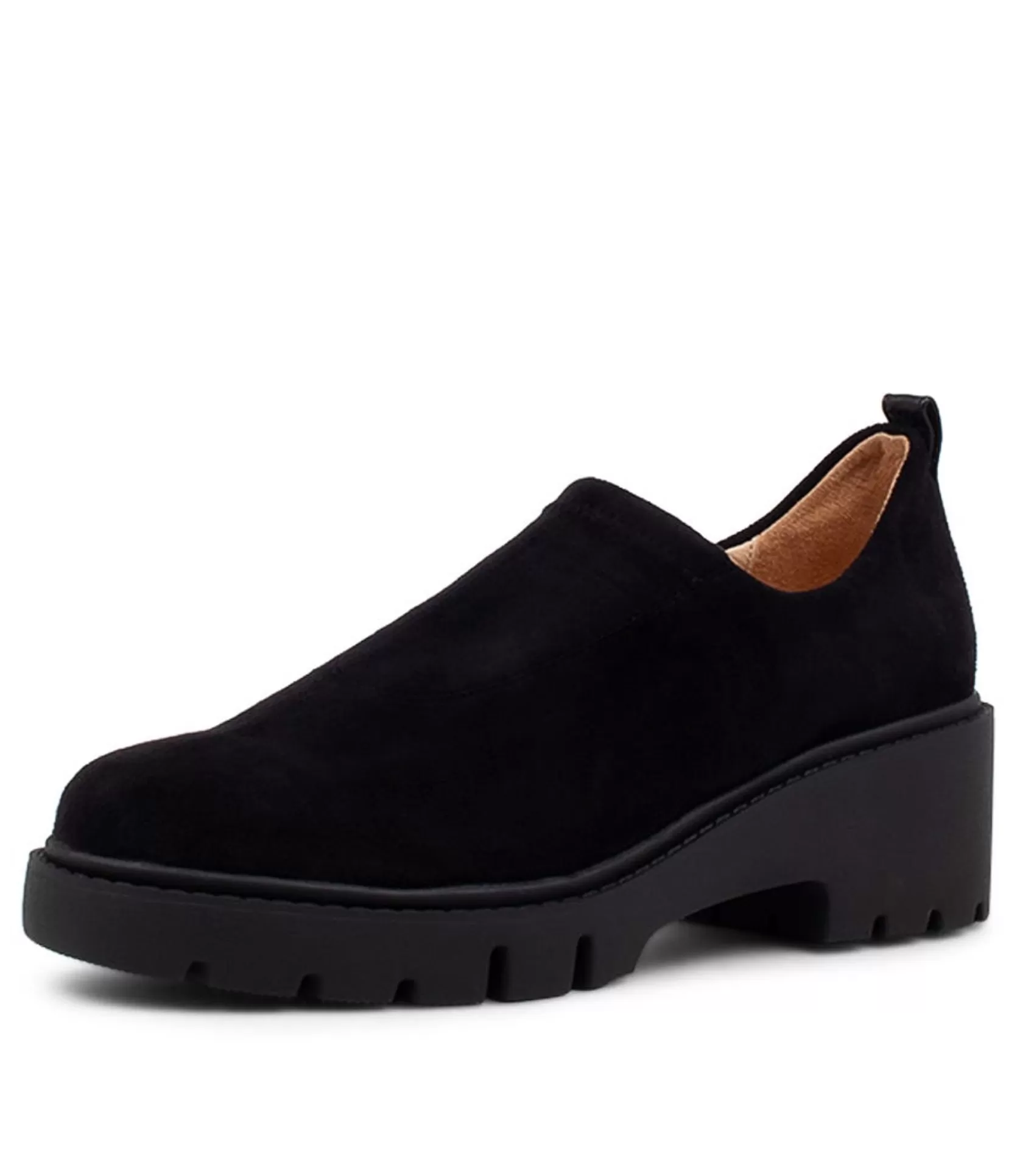 Cheap Xilis Black Stretch Microsuede Heels Women Loafers